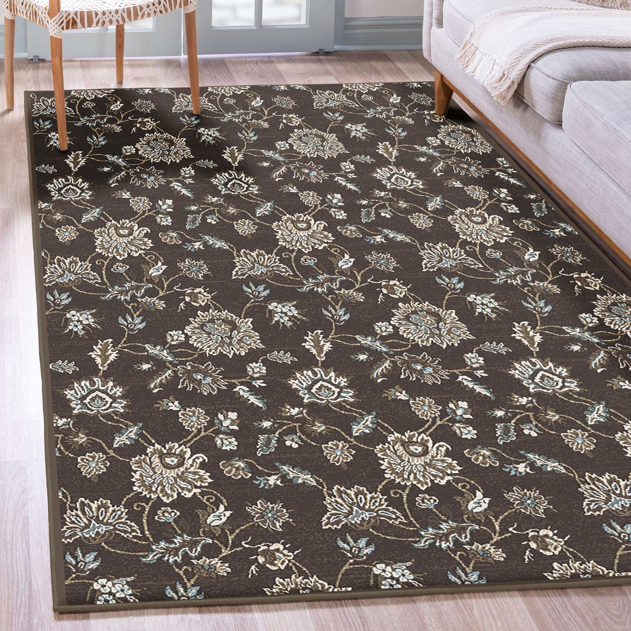 Radici USA 3475/0042/BROWN Pisa 8 x 10 (ft) Polypropylene Brown Rectangular Indoor Floral/Botanical Oriental Area rug