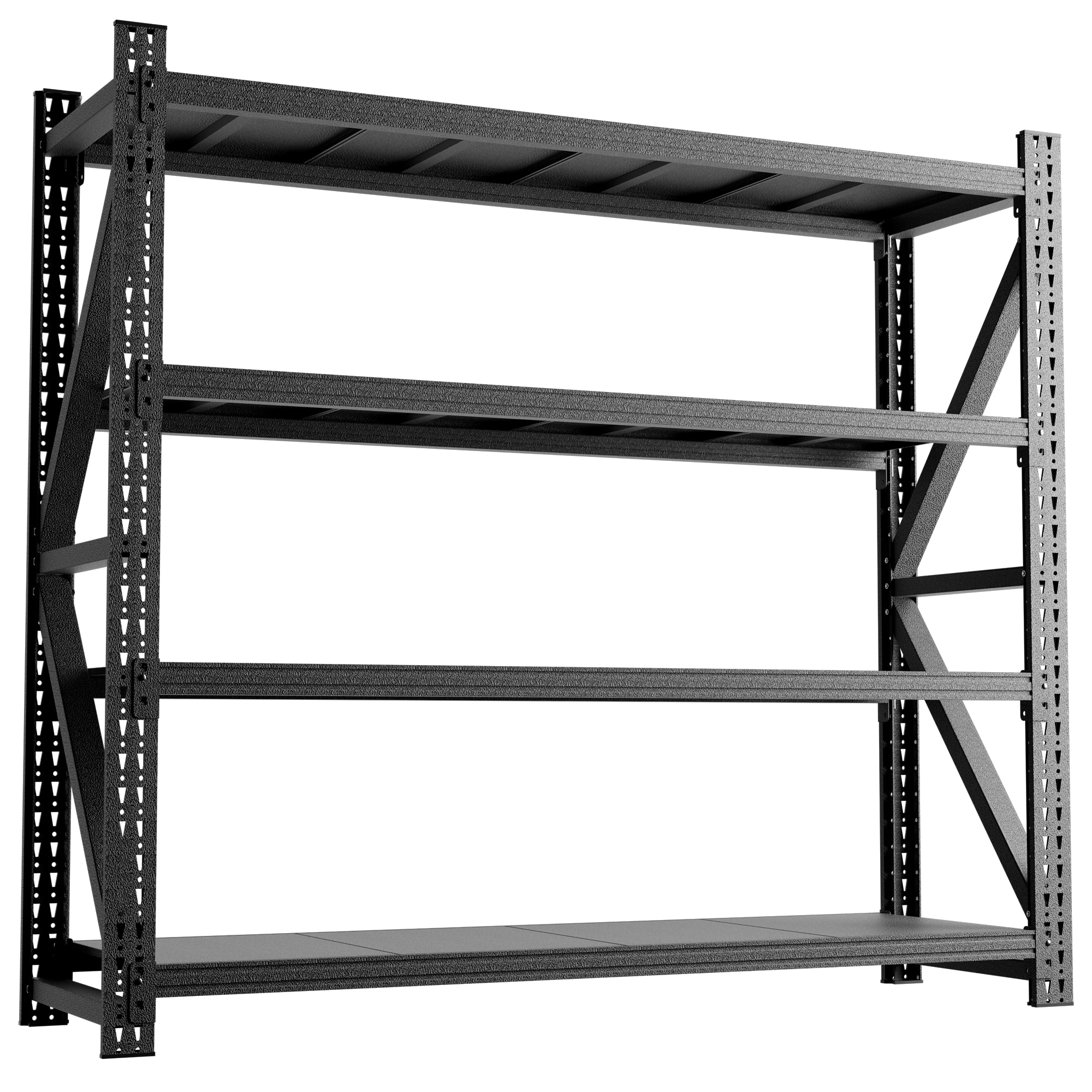 Kahomvis 79-in W x 23.7-in D x 75-in H 4 -Tier Heavy Duty Black Metal Utility Shelving Unit 2 -Pack