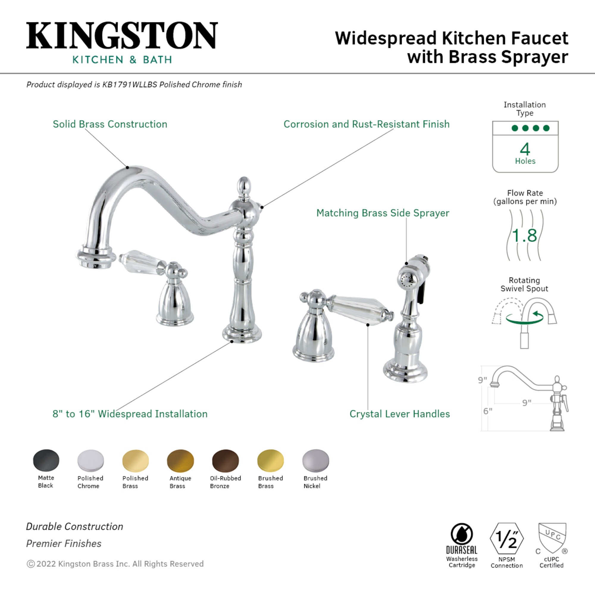 Kingston Brass WLKB1791WLLBS Kitchen-Faucets - View #3