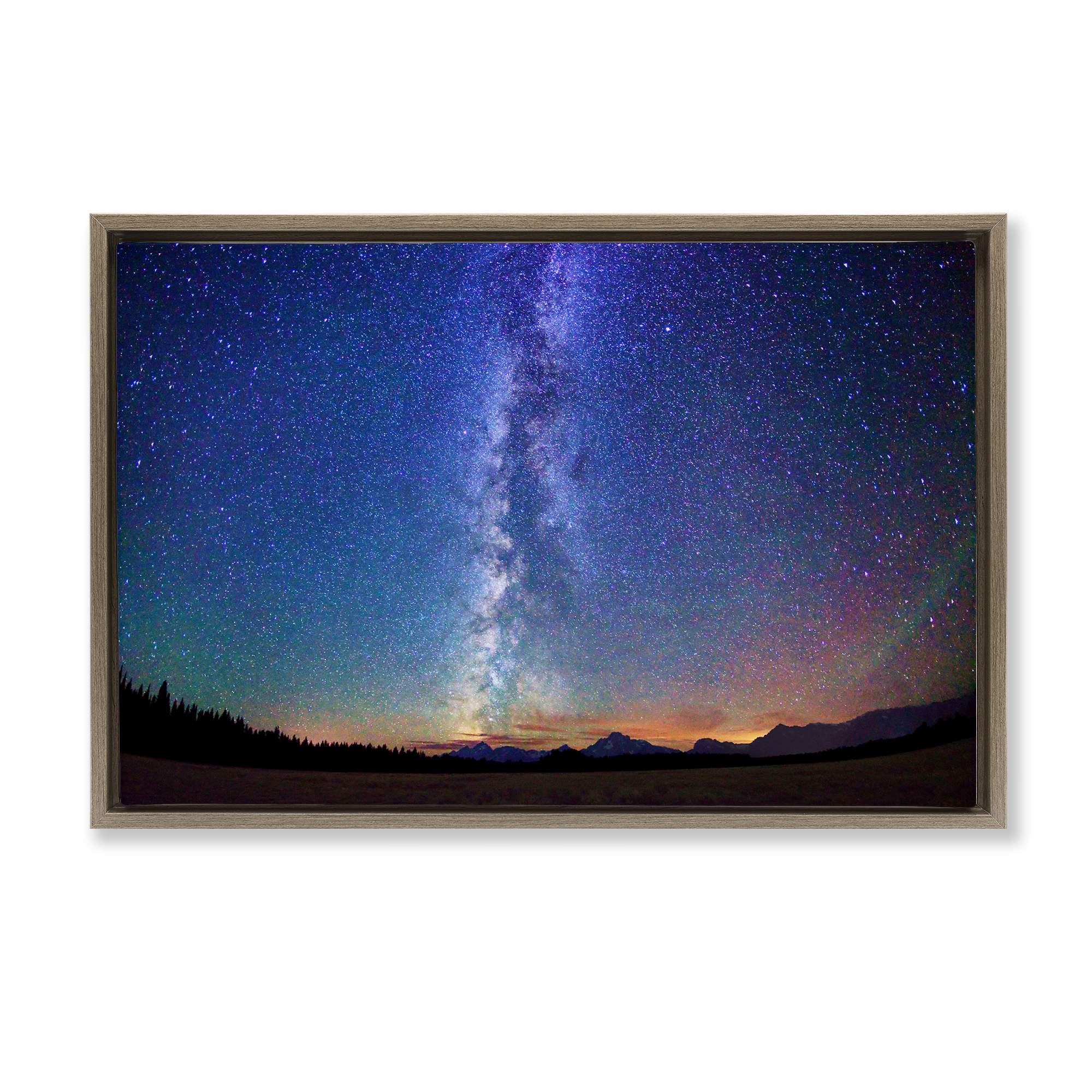 Stupell Industries BT-401-FFE-16X24 Milky Way Stars over Earth Brown Framed Floater Canvas Wall Art By Royce Bair 25 x 17