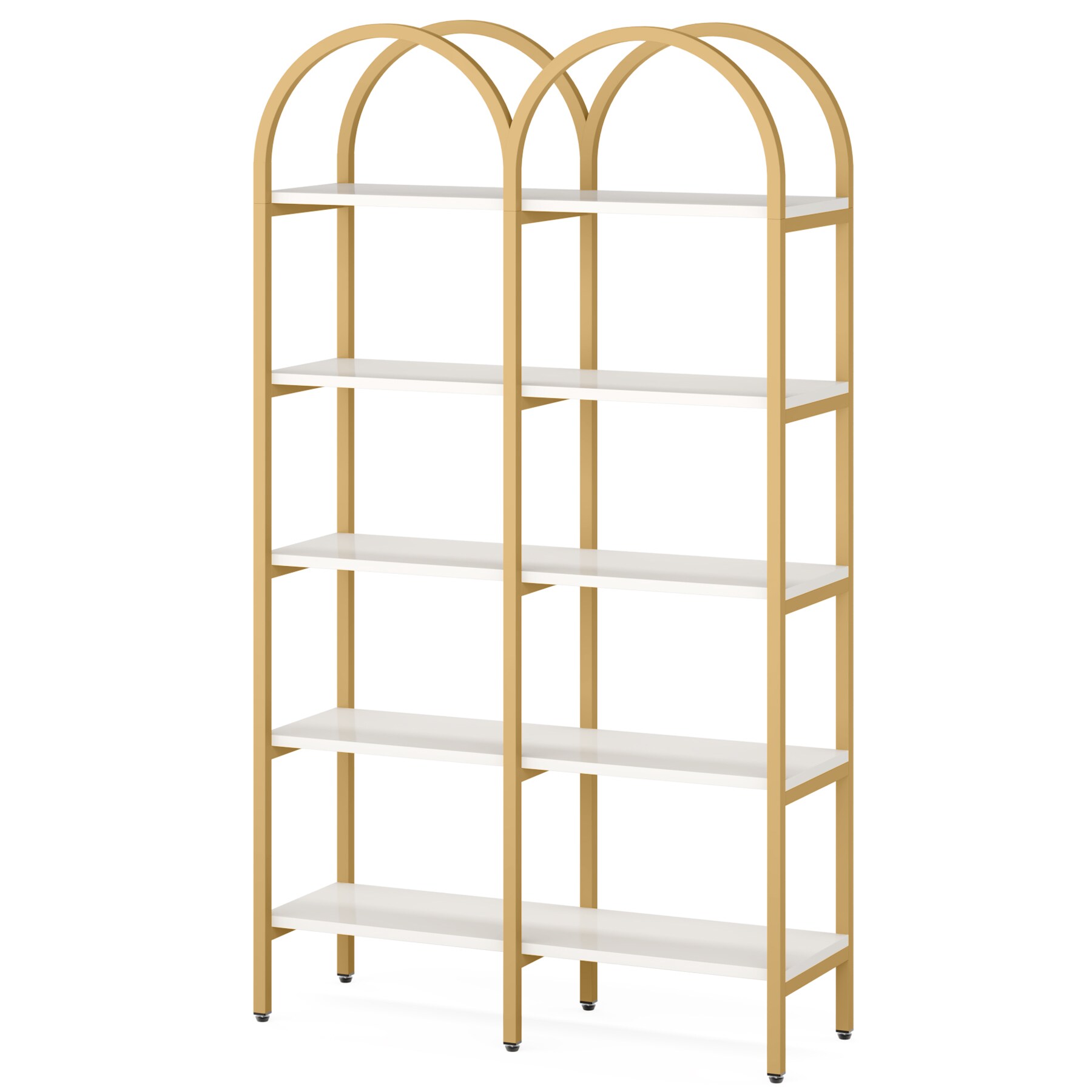  Tribesigns White and Gold Arched Bookshelf 5 Tier Bookcase,  Gold Shelves for Living Room Freestanding Tall Display Shelf, Decorative  Shelf for Bedroom : Home & Kitchen