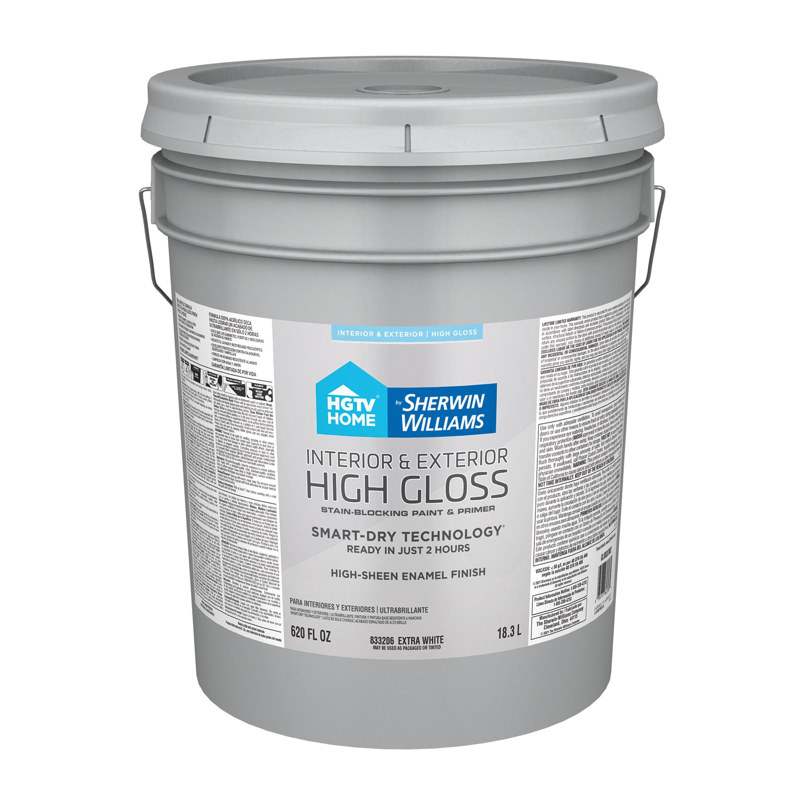 HGTV HOME by Sherwin-Williams High-gloss Extra White Water-based  Interior/Exterior Door and Trim Paint (5-Gallon) in the Door & Trim Paint  department at