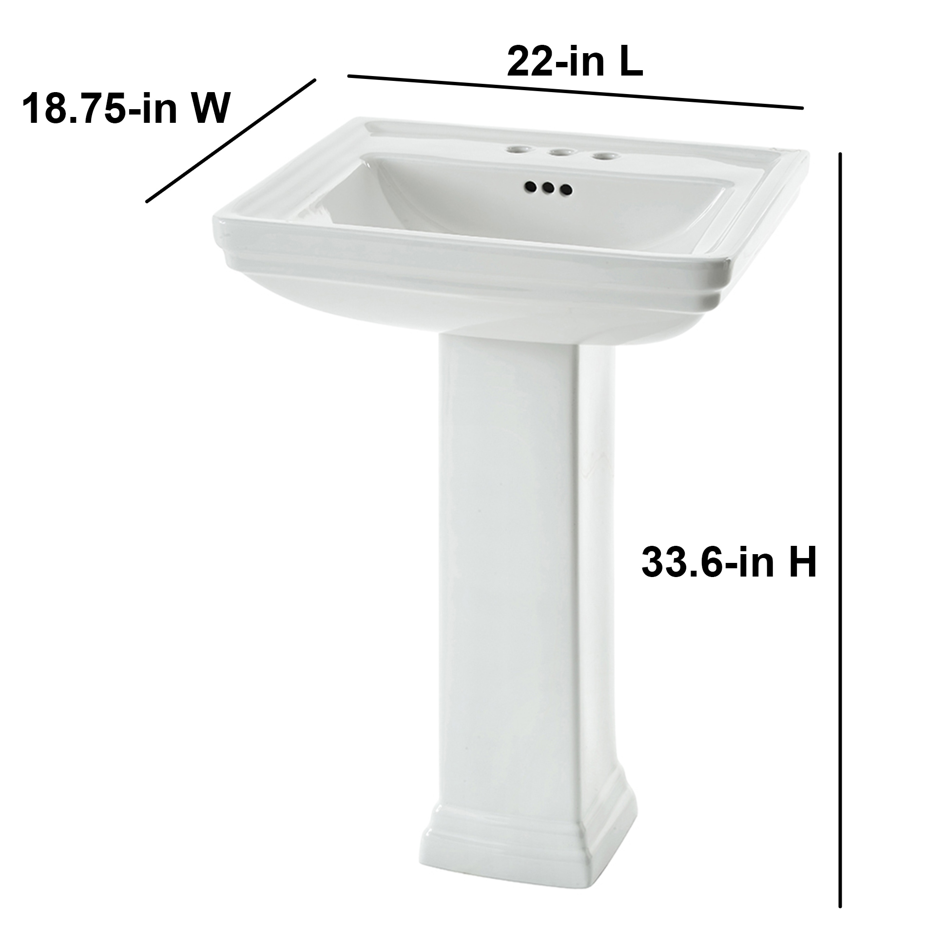 White Bathroom Pedestal Sink Basin Replacement Part 30.38 W with