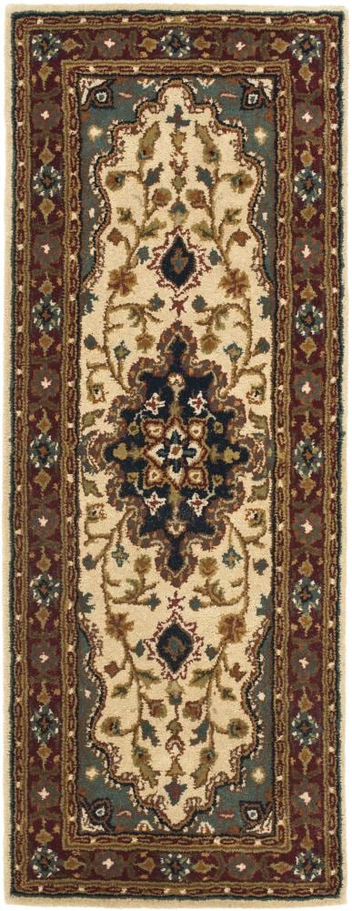 Safavieh HG760A-210 Heritage Jhansi 2 x 10 (ft) Tufted Wool Ivory/Red Rectangular Indoor Floral/Botanical Oriental Runner rug