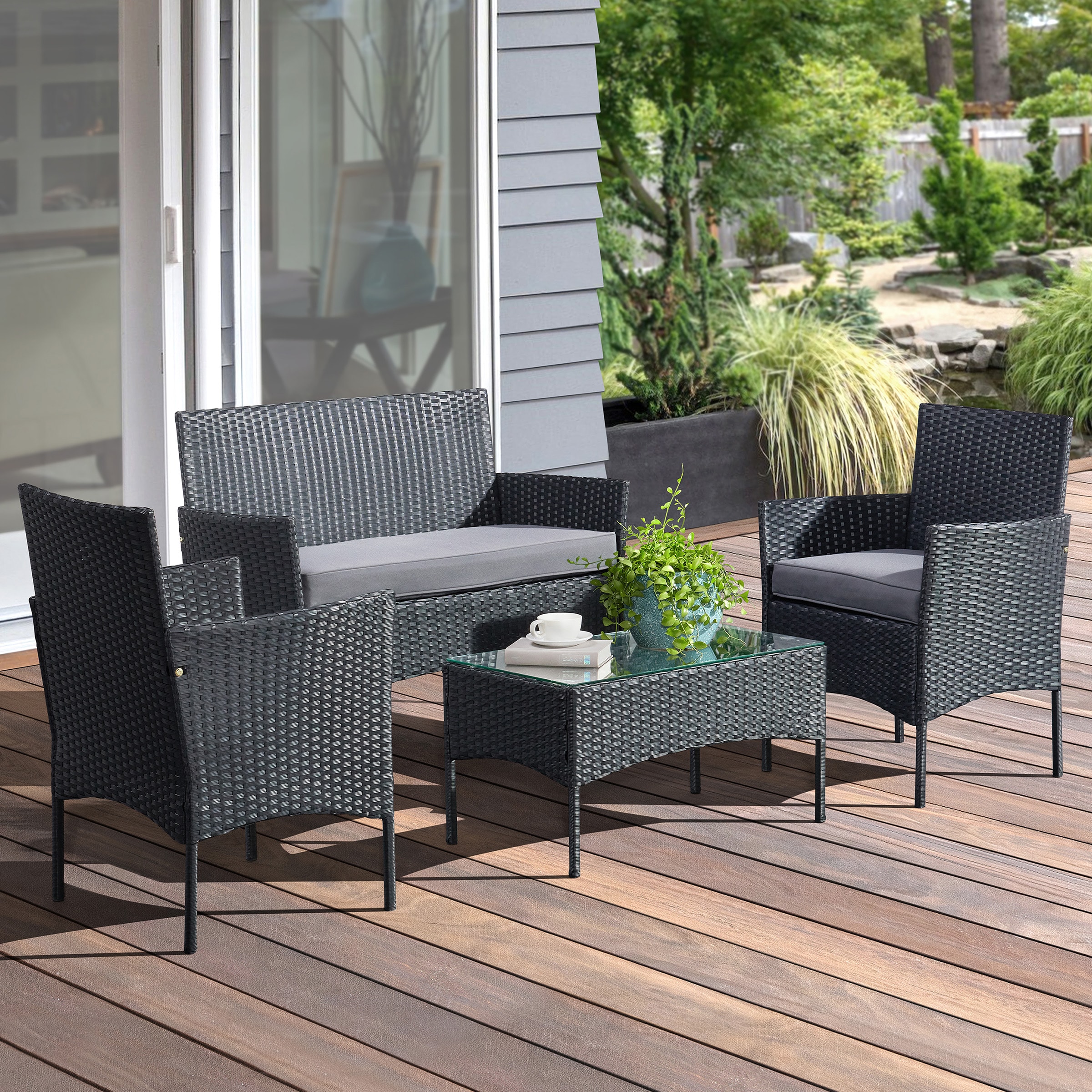 Lavish Home 80-OUTD-WK-SOF2CHTBL Patio-Conversation-Sets - View #8