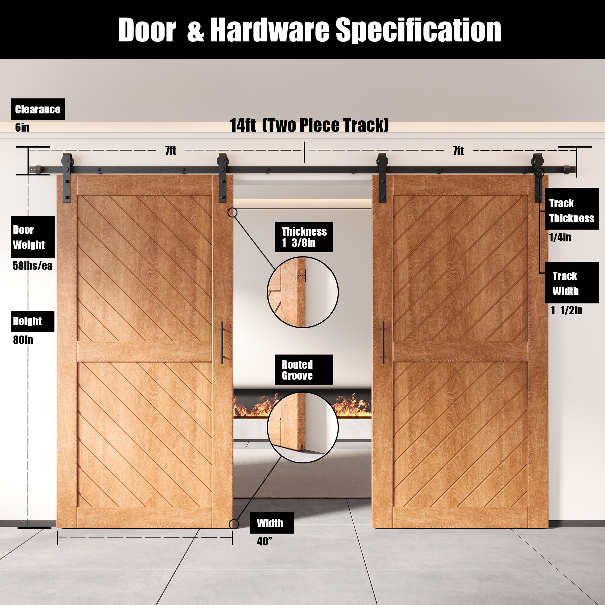 HOMACER YT2H168C-XT2-4080-EA Barn-Doors - View #2