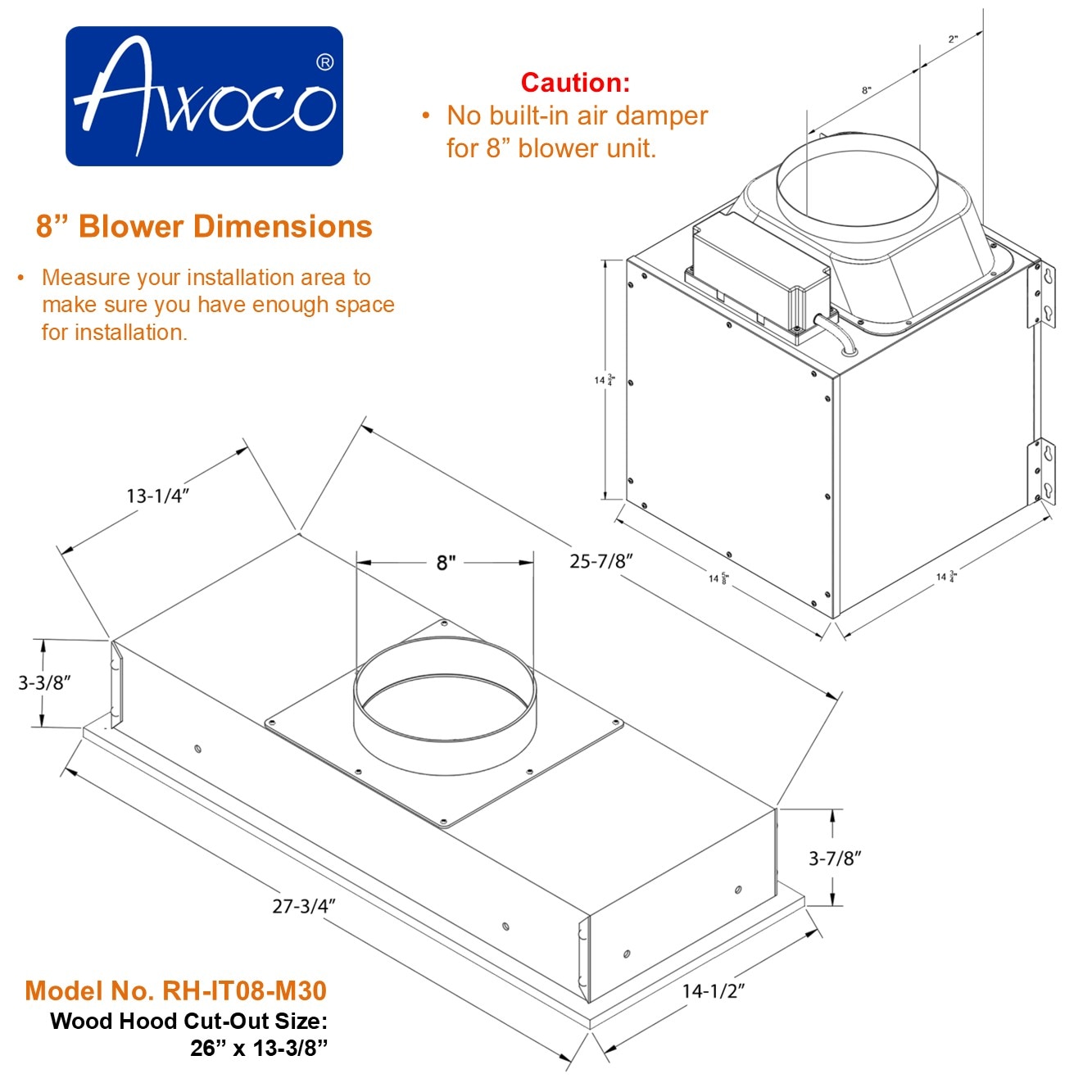 Awoco RH-IT08-M30 Undercabinet-Range-Hoods - View #6
