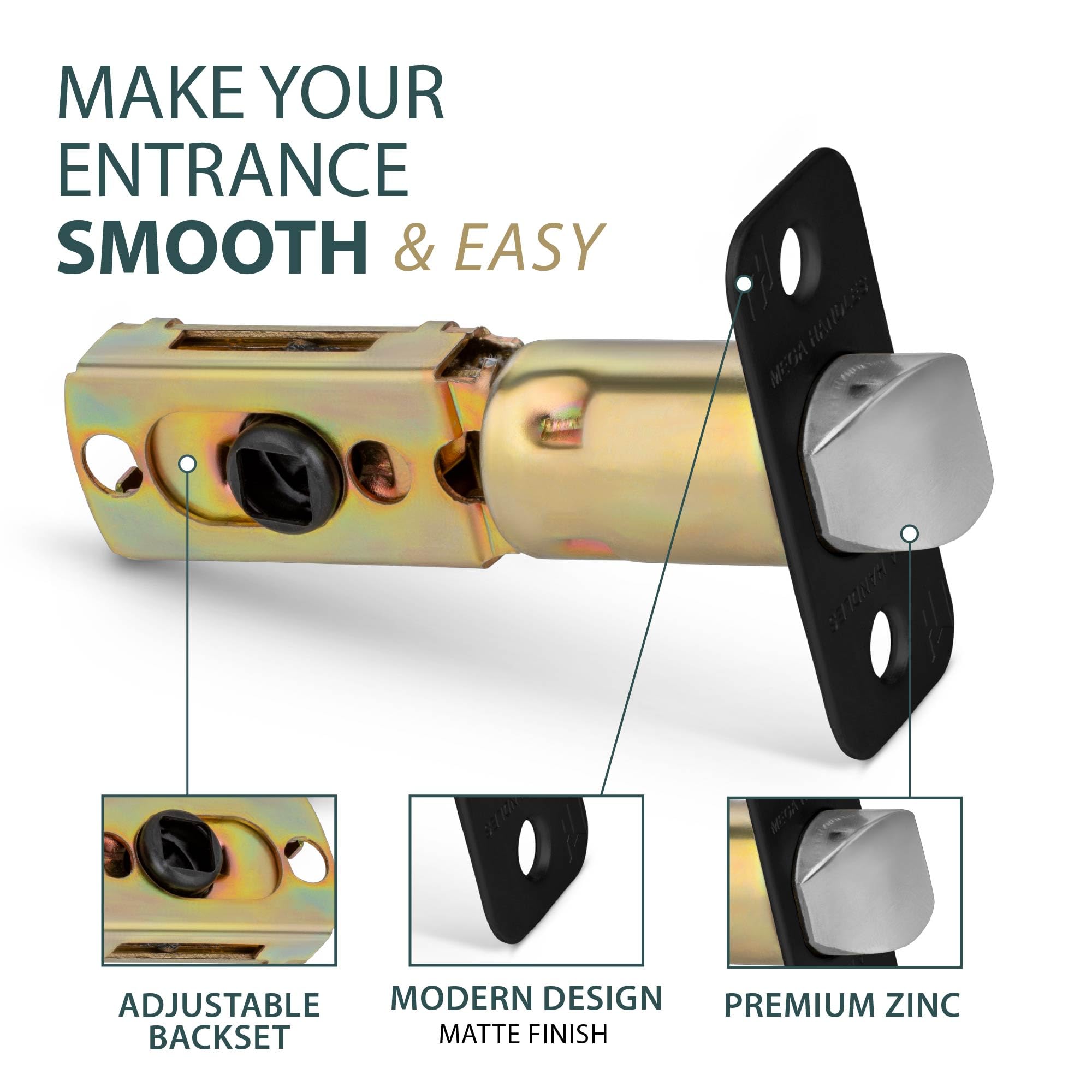 Mega Handles LATCH-PR-ROUND-MB-1 latchbolts - View #2