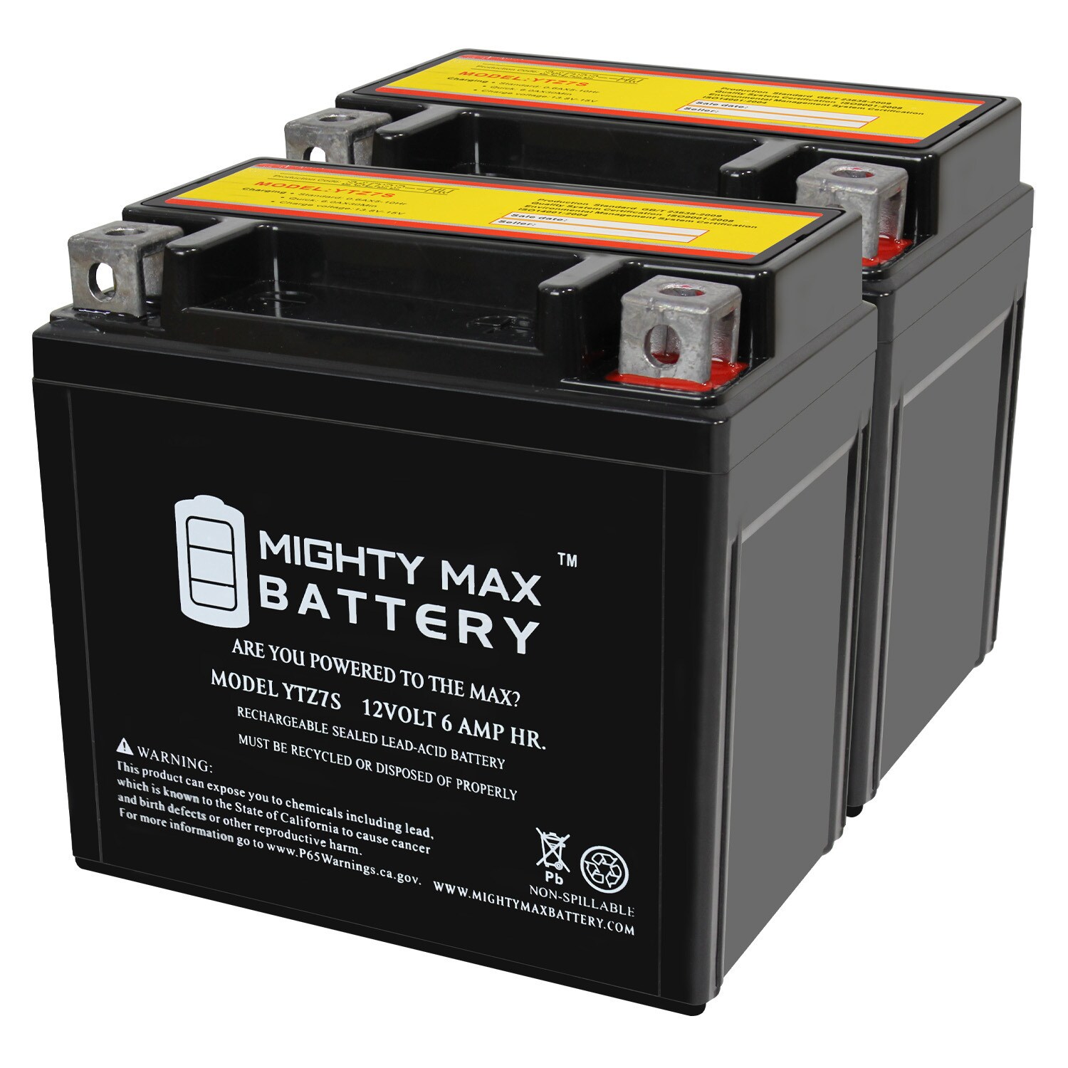 Mighty Max Battery YTZ7S 12V 6AH EverStart ES-TZ7S Rechargeable Sealed ...