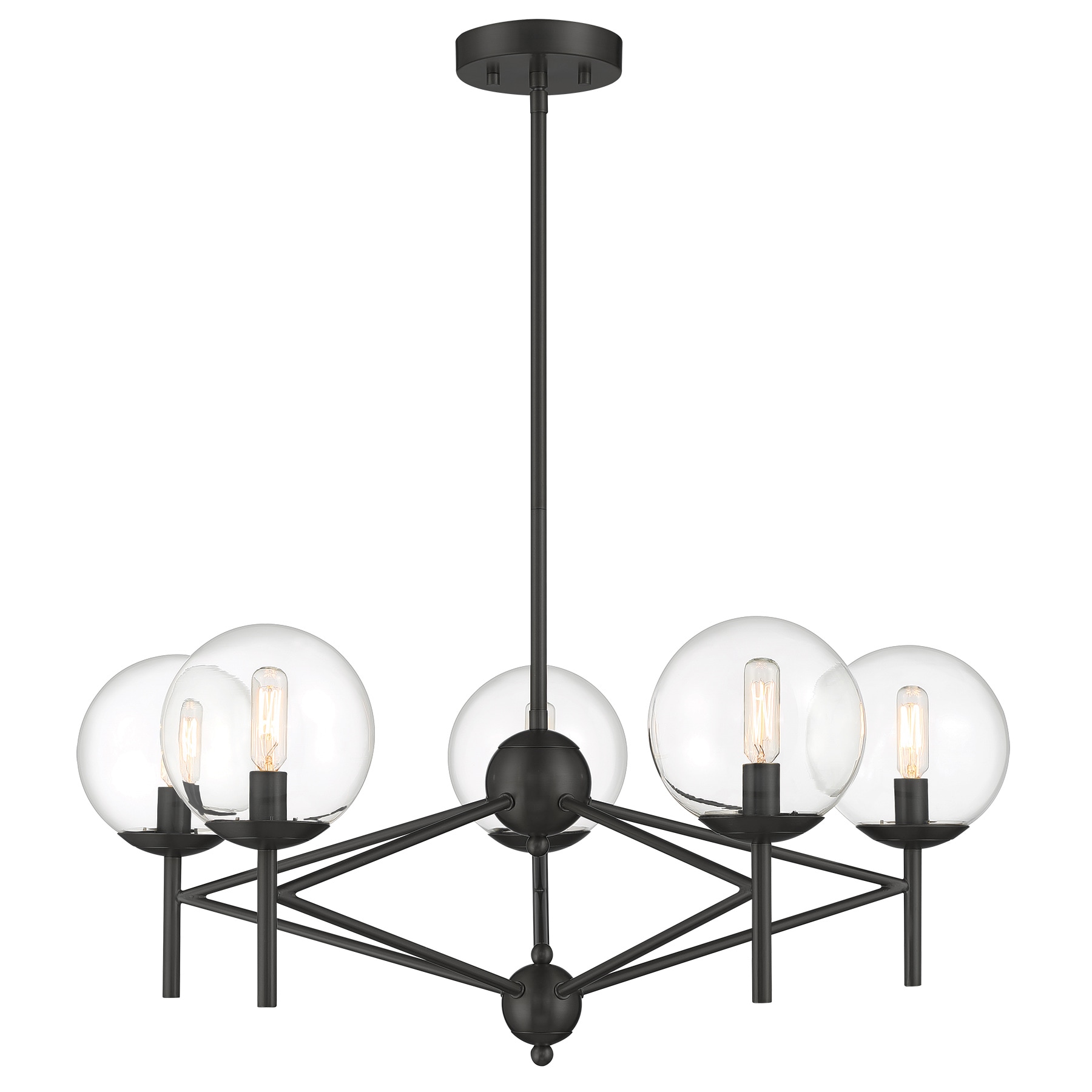 Minka Lavery 2795-66A Auresa 5 -Light Black Modern/contemporary Clear glass Geometric Large Hanging Pendant light