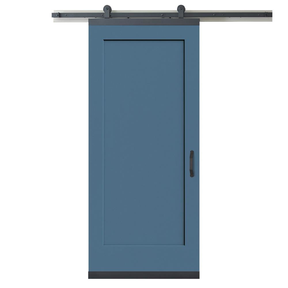 RELIABILT LO1345008 36-in x 80-in Blue Heron Square Molded composite Hollow core Single Barn Door (Hardware Included)
