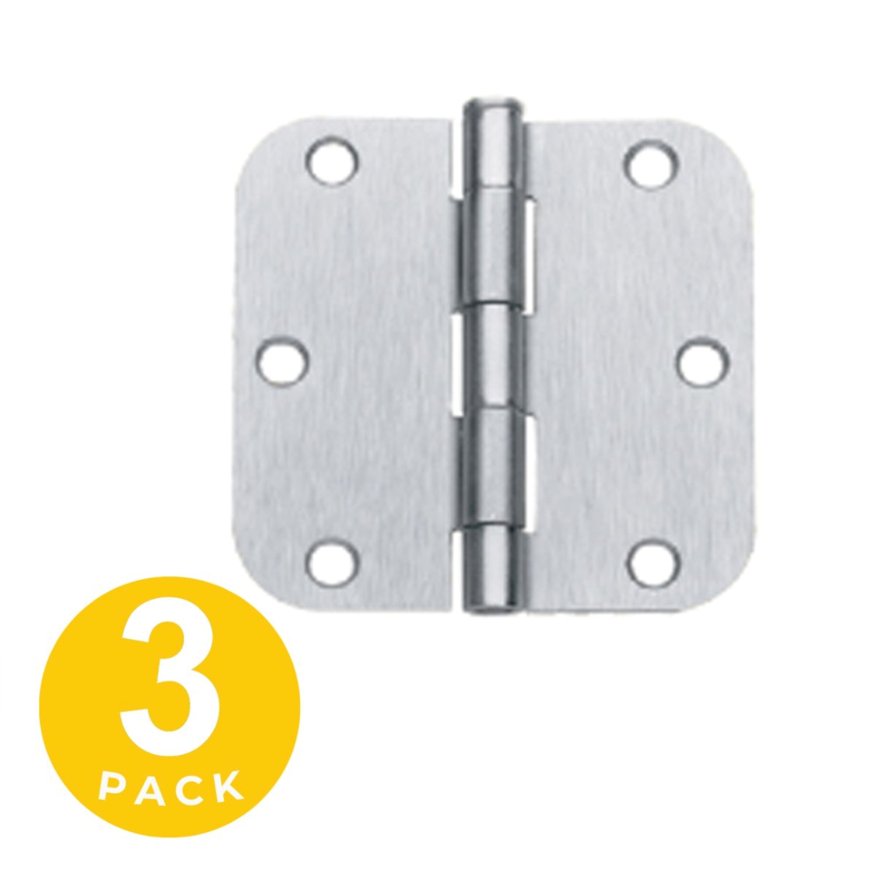 Global Door Controls Commercial Full Mortise with Removable Pin 5-in H Square Brushed Chrome Mortise Interior/Exterior Door Hinge 3 -Pack