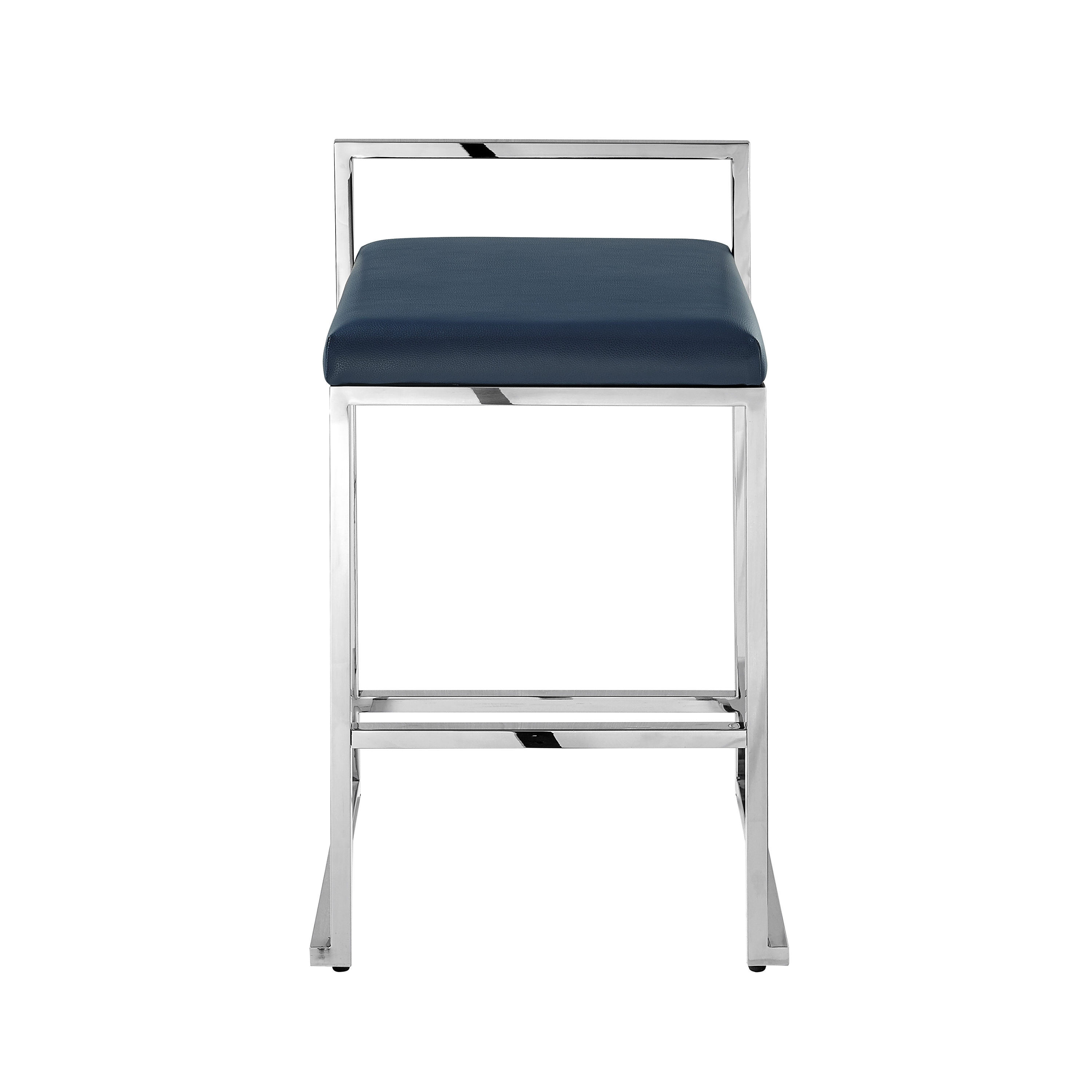 Inspired Home BL325-10NC2-LS Set of 2 Navy/Chrome 26.7-in H Counter height (24-in to 27-in) Square Seat Upholstered Metal Back Bar Stool Back