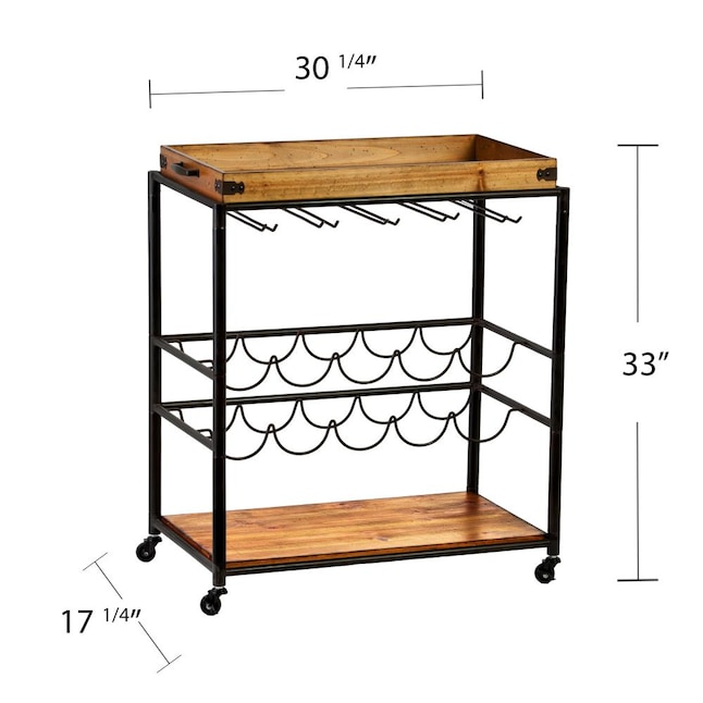 Boston Loft Furnishings Frewain 28-in x 32.5-in Multiple Colors/Finishes Rectangle Cart Bar Boston Loft Furnishings Frewain 28-in x 32.5-in Multiple Colors/Finishes Rectangle Cart Bar