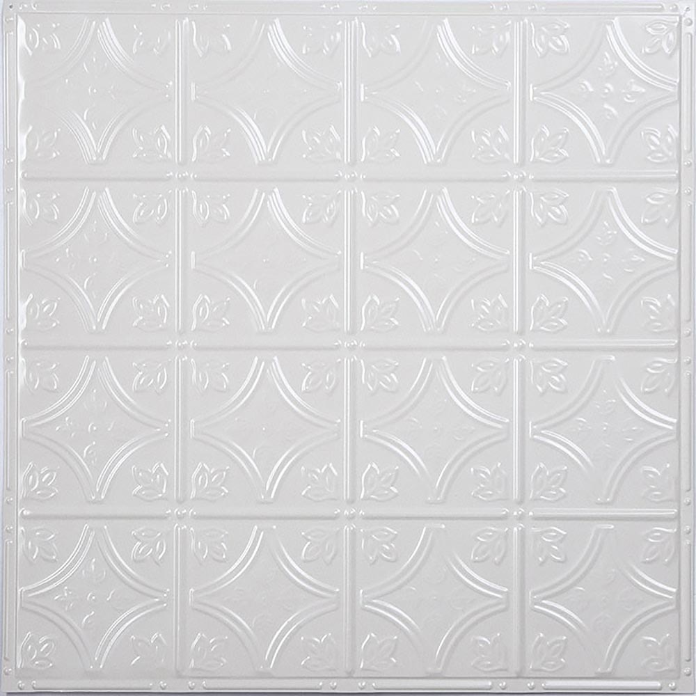 American Tin Ceilings 24-in x 24-in Bright White Gloss Backsplash ...