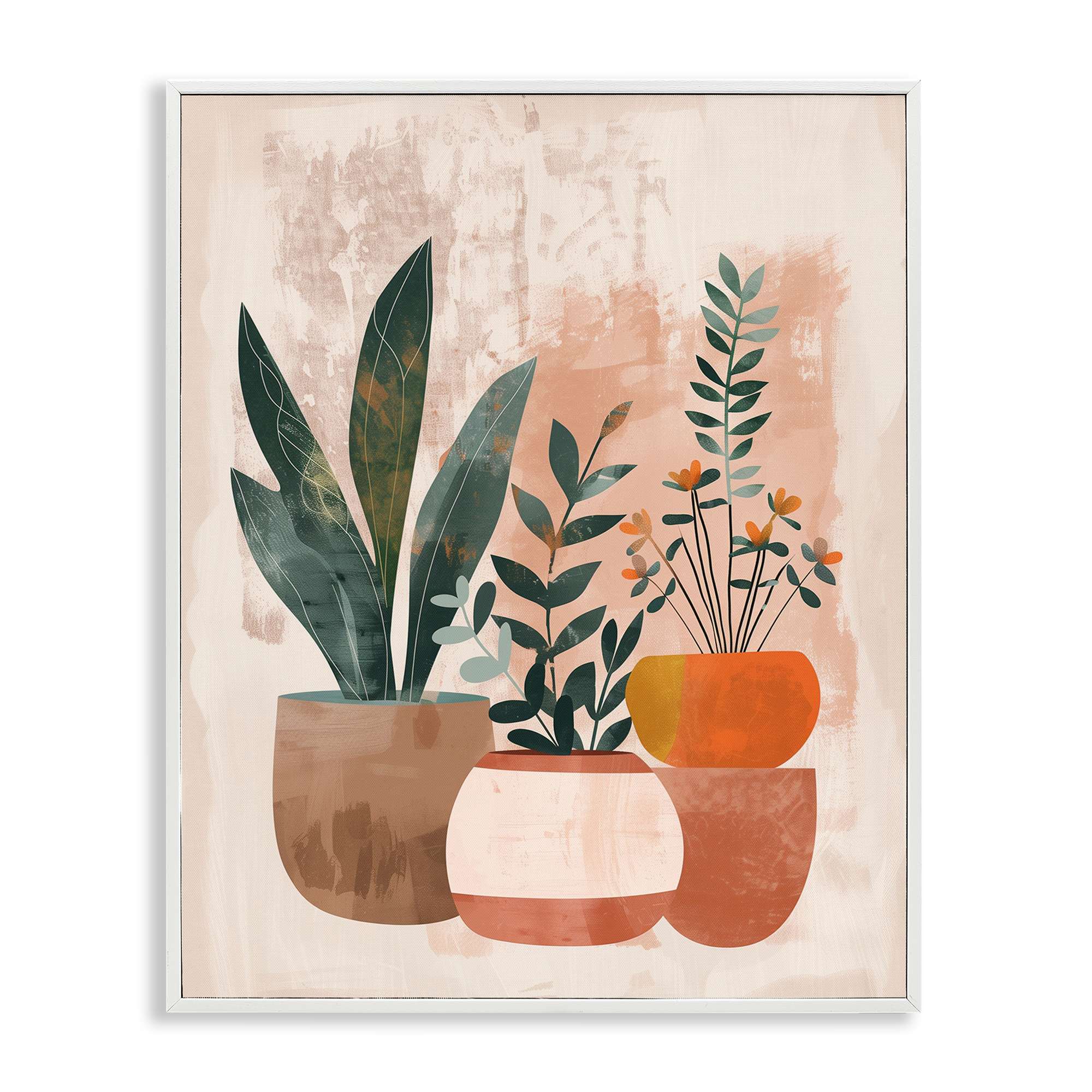 Stupell Industries BT-900-WFR-16X20 Earthy Boho Potted Plants White Framed Giclee Art By LSR Creative Studio 16 x 20