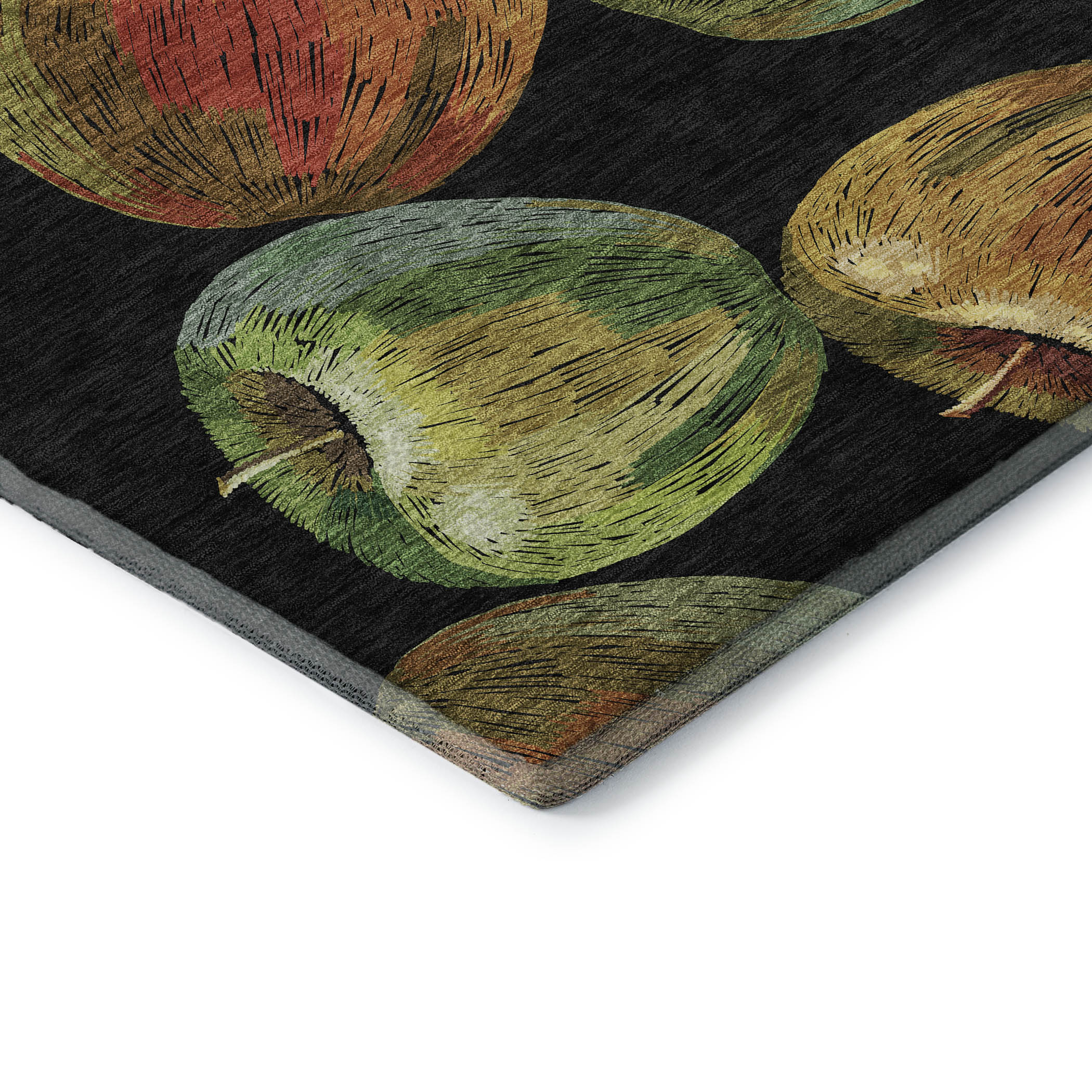 Midnight Black Synthetic Rectangular Washable Rug with Stripe Pattern