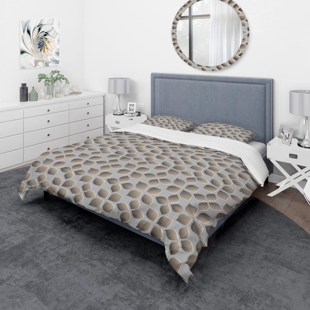 Designart BED18743-K 3 -Piece Grey and Silver King Duvet cover Set
