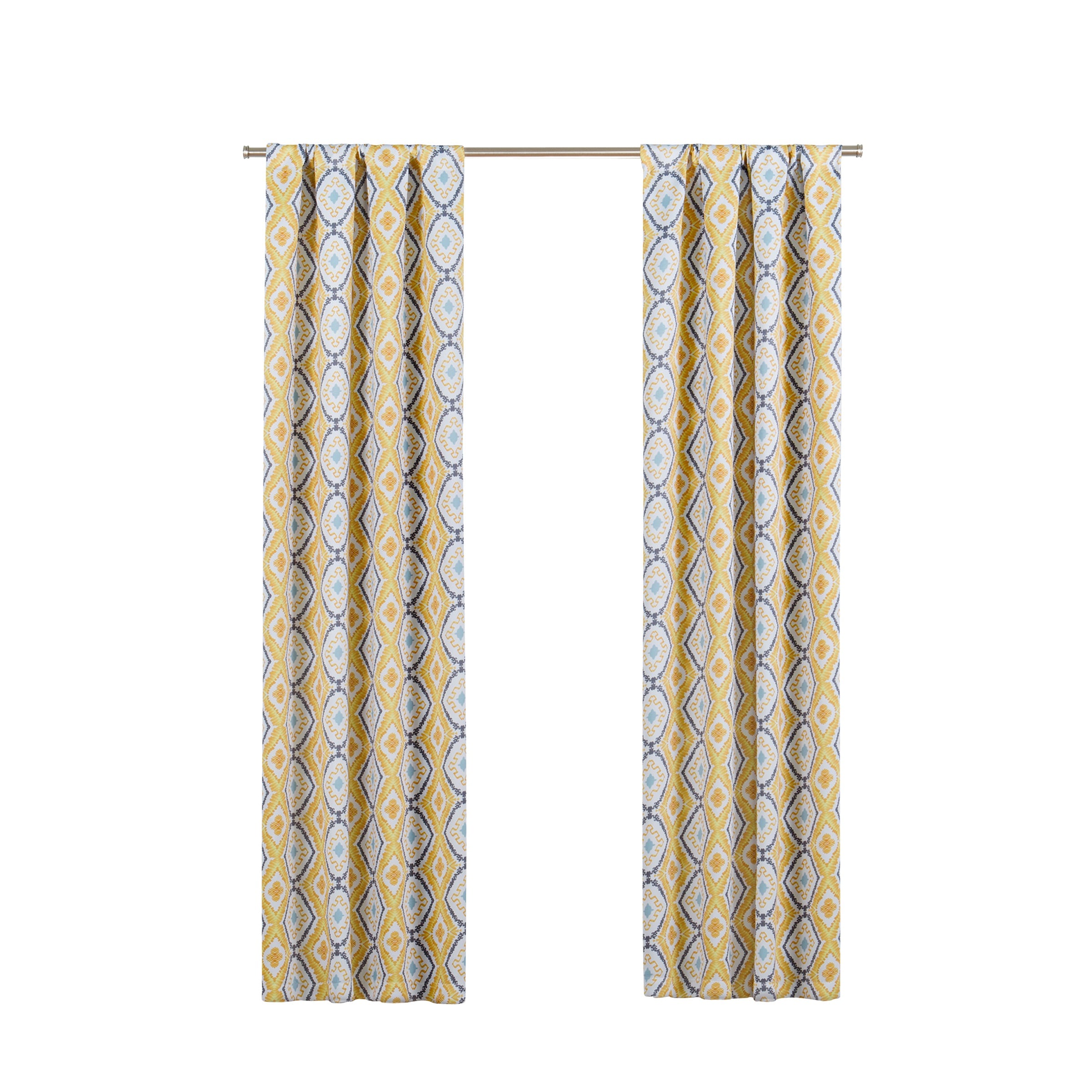 Gold Bohemian Ikat Blackout Polyester Rod Pocket Curtains