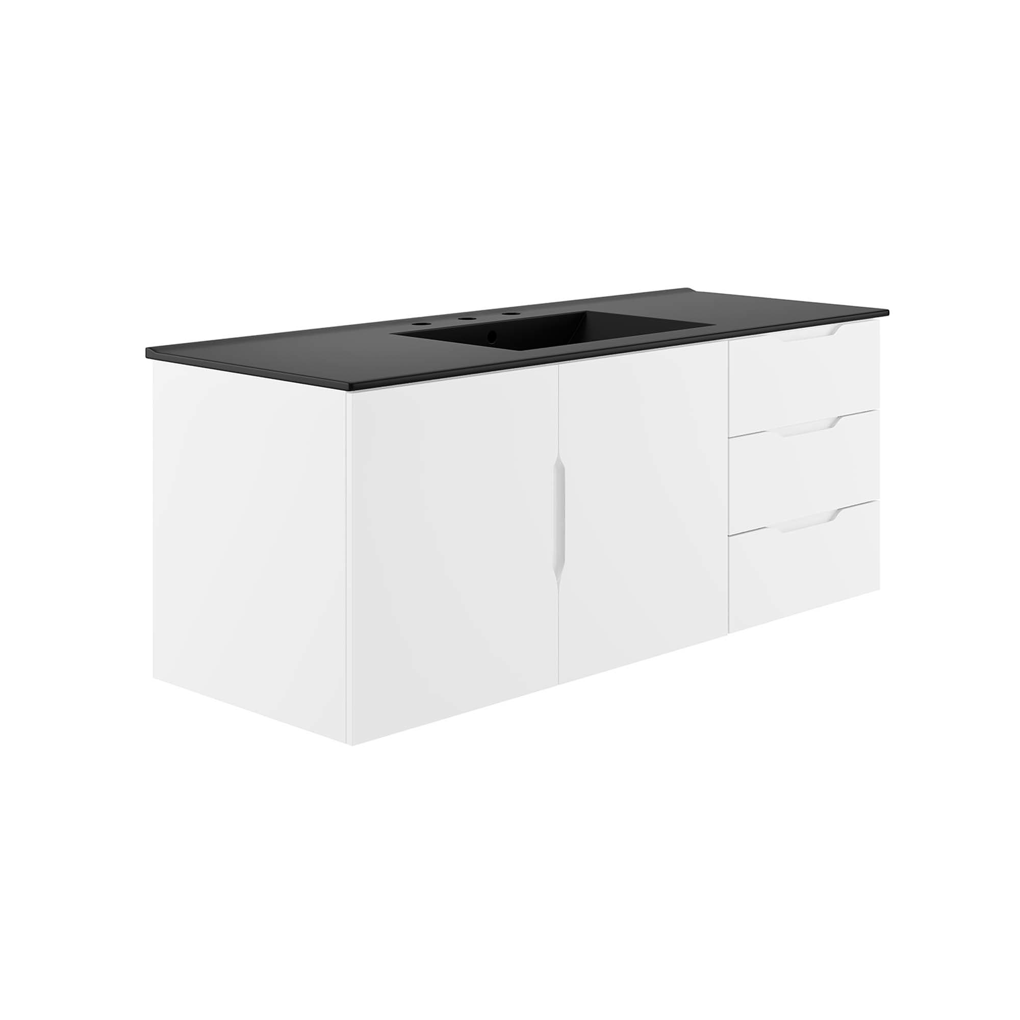 Modway  Vitality 48-in Single Sink Bathroom Vanity in White Black