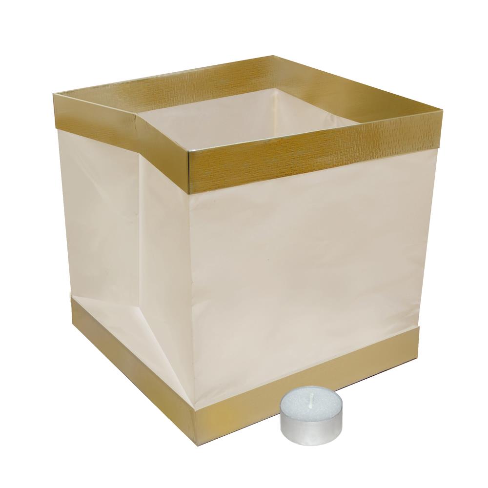 LumaBase 56906 5.75-in x 6-in Gold Plastic Tea Light Outdoor Decorative Lantern