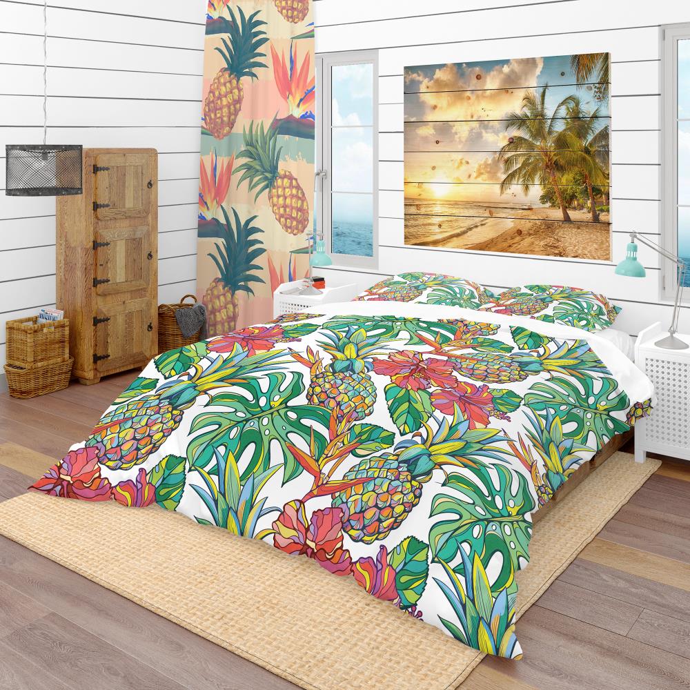 Designart BED18660-Q 3 -Piece Green Queen Duvet cover Set