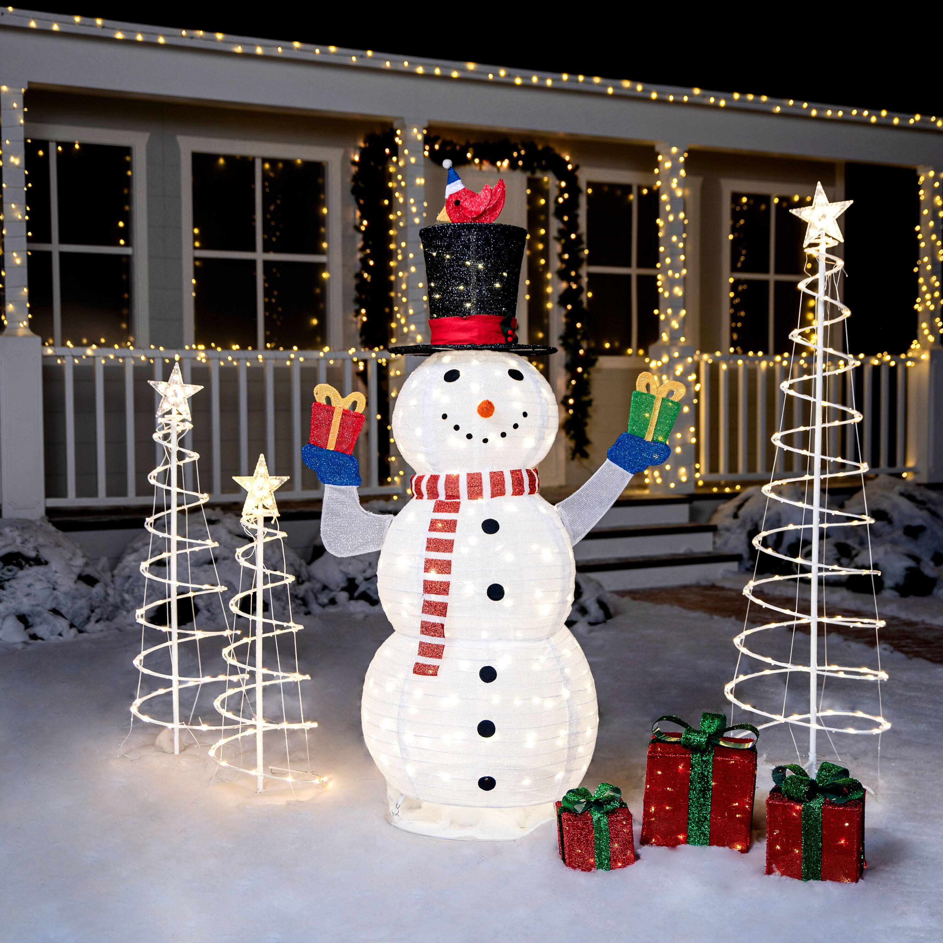 Joiedomi 60-in Snowman Free Standing Decoration with White LED Lights ...