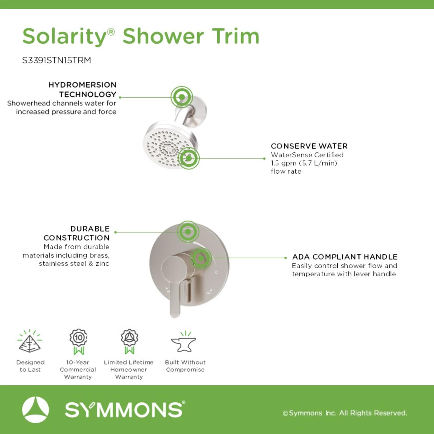 Symmons S3391STN15TRM Tub-Shower-Faucets - View #3