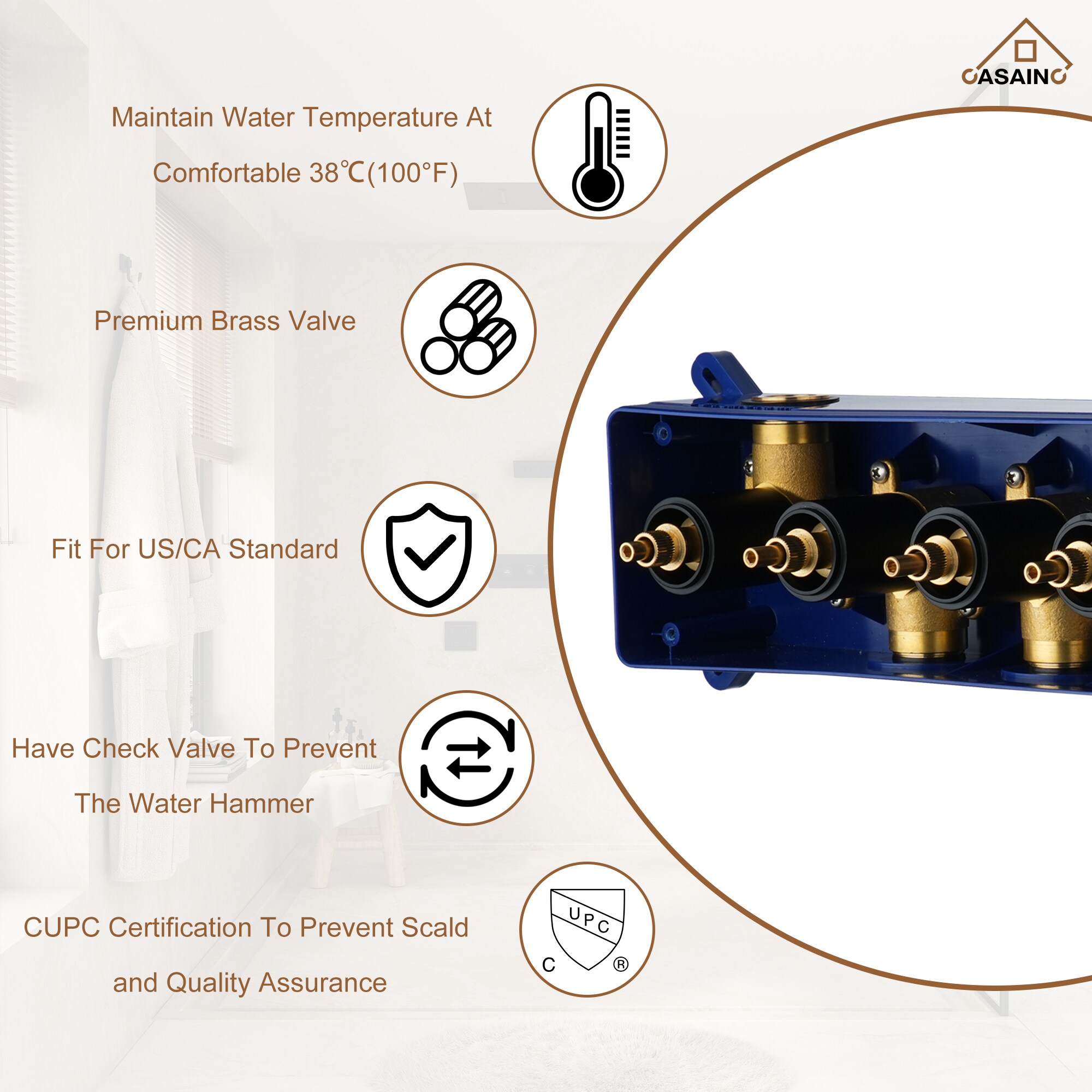 CASAINC KCHS0025-MB Showerhead-Bar-Panels - View #12