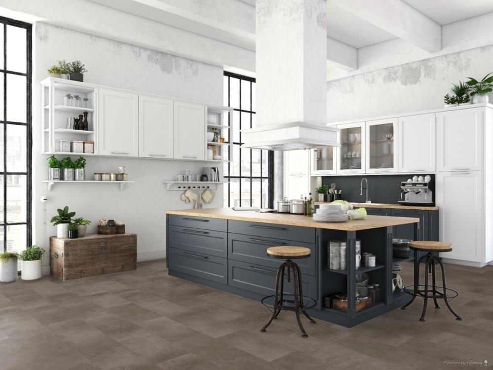 Raskin Industries ELEV20-106S (Sample) Ceramix Samples Gramercy Brown Stone look 20.0-mil Waterproof and Water Resistant Glue down Vinyl Tile