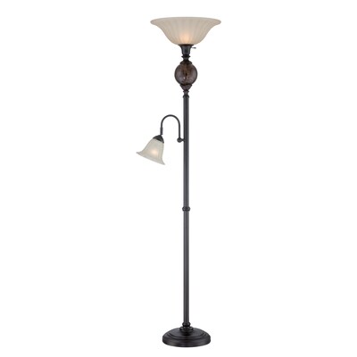 Cfl Glass Floor Lamps At Com, 72 75 In Bronze Floor Lamp With White Alabaster Shade By Hampton Bay