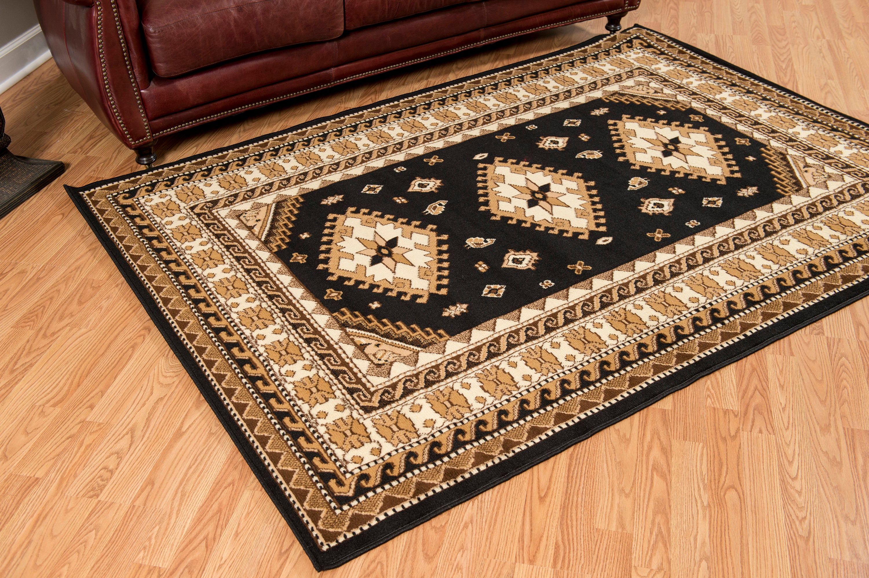 United Weavers Of America 851 10270 912 Dallas 7 x 11 (ft) Polyester Orange Rectangular Indoor Border Mid-Century Modern Area rug