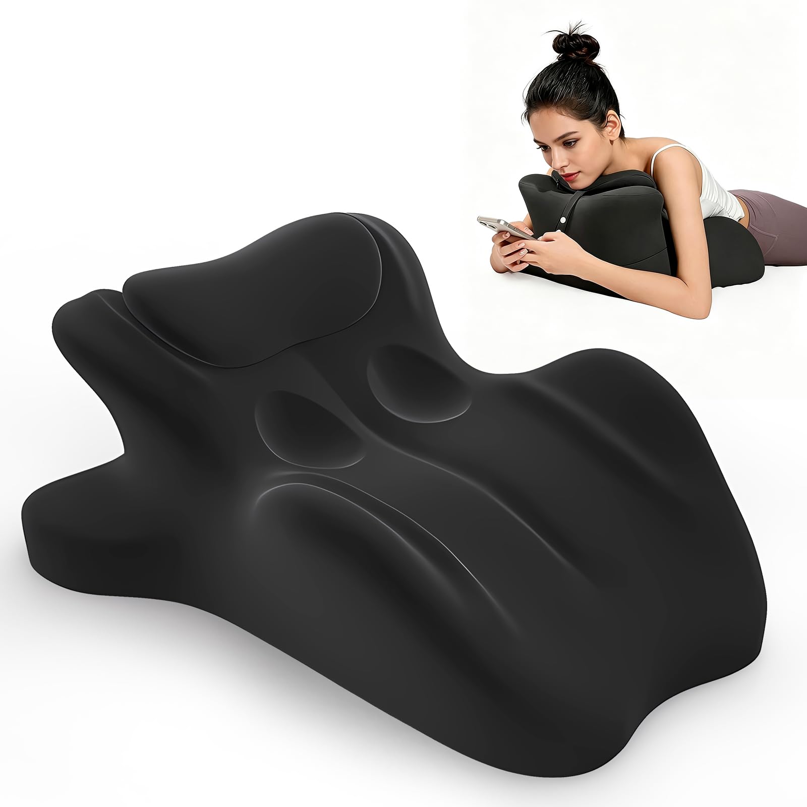 PIGFDK Black Memory Foam Wedge Support Pillow 27 Degree Ergonomic Multi Position Removable Cover