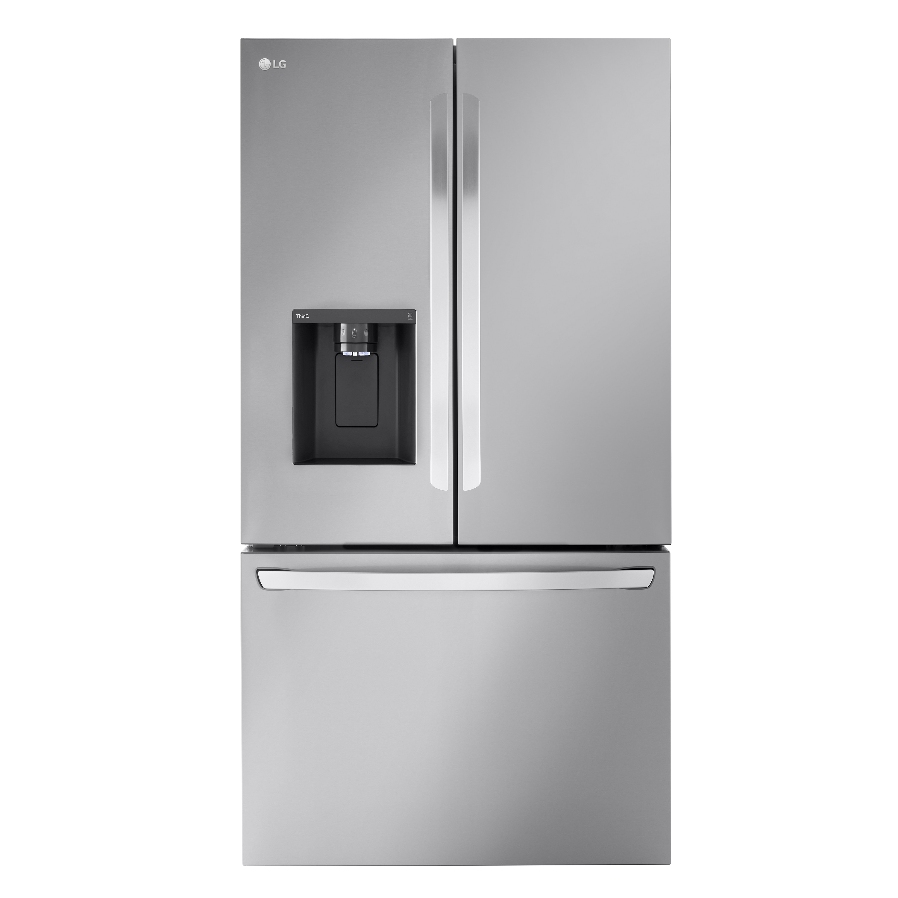 LG Counter-depth MAX 25.5-cu ft Smart French Door Refrigerator with Dual Ice Maker, Water and Ice Dispenser (Fingerprint Resistant) ENERGY STAR