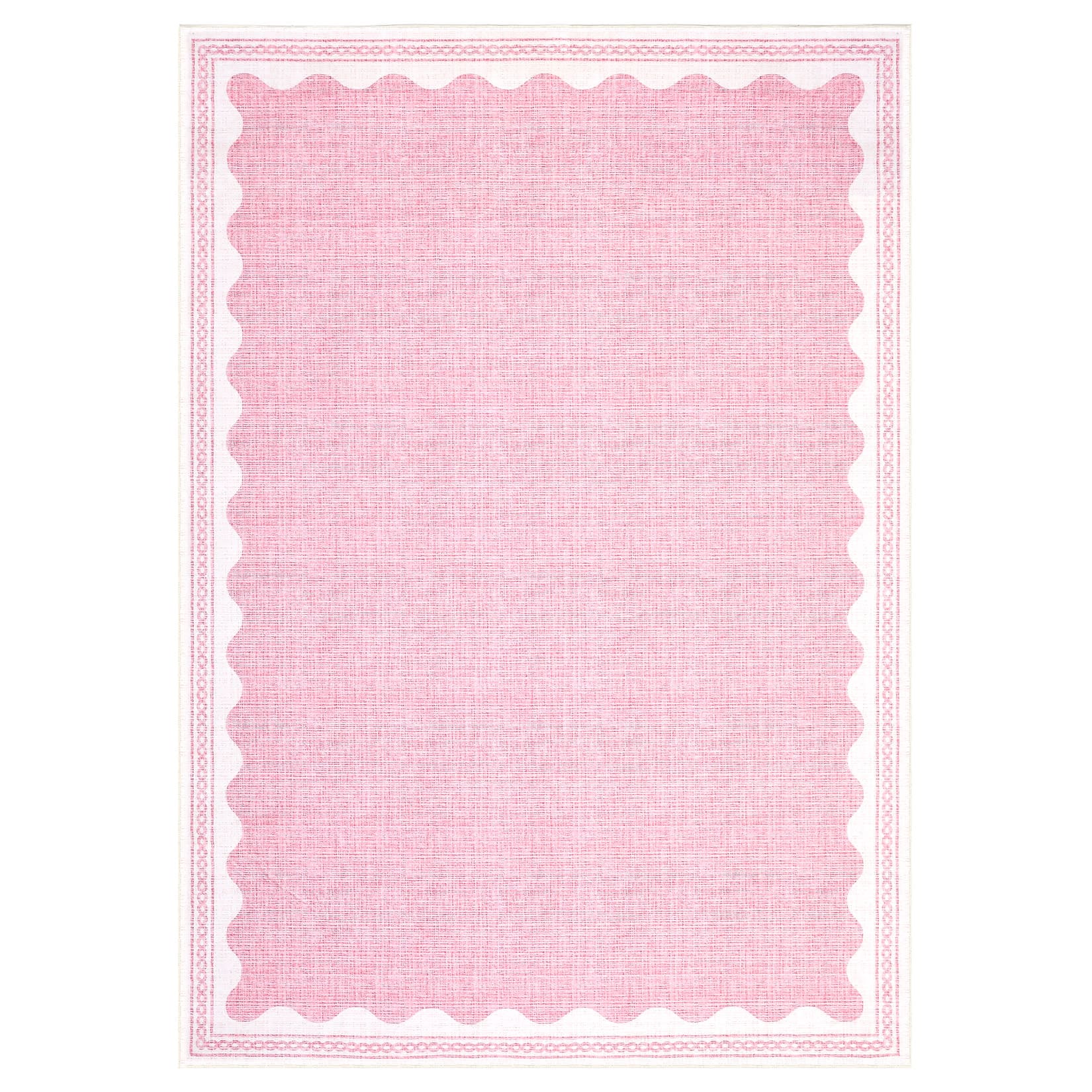 Qeetex SUNNY-PHO-33GF938T 8 x 10 ft Polyester Pink Rectangular Indoor Bedroom Living Room Scalloped Modern Machine Washable Area Rug