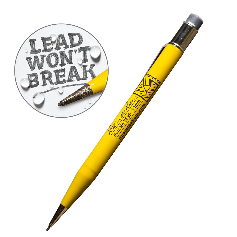 Rite in the Rain Weatherproof Mechanical Pencil, Yellow Barrel, 1.3mm Black  Lead - Strong Resin & Metal Construction - All-Weather Writing Utensil in  the Writing Utensils department at