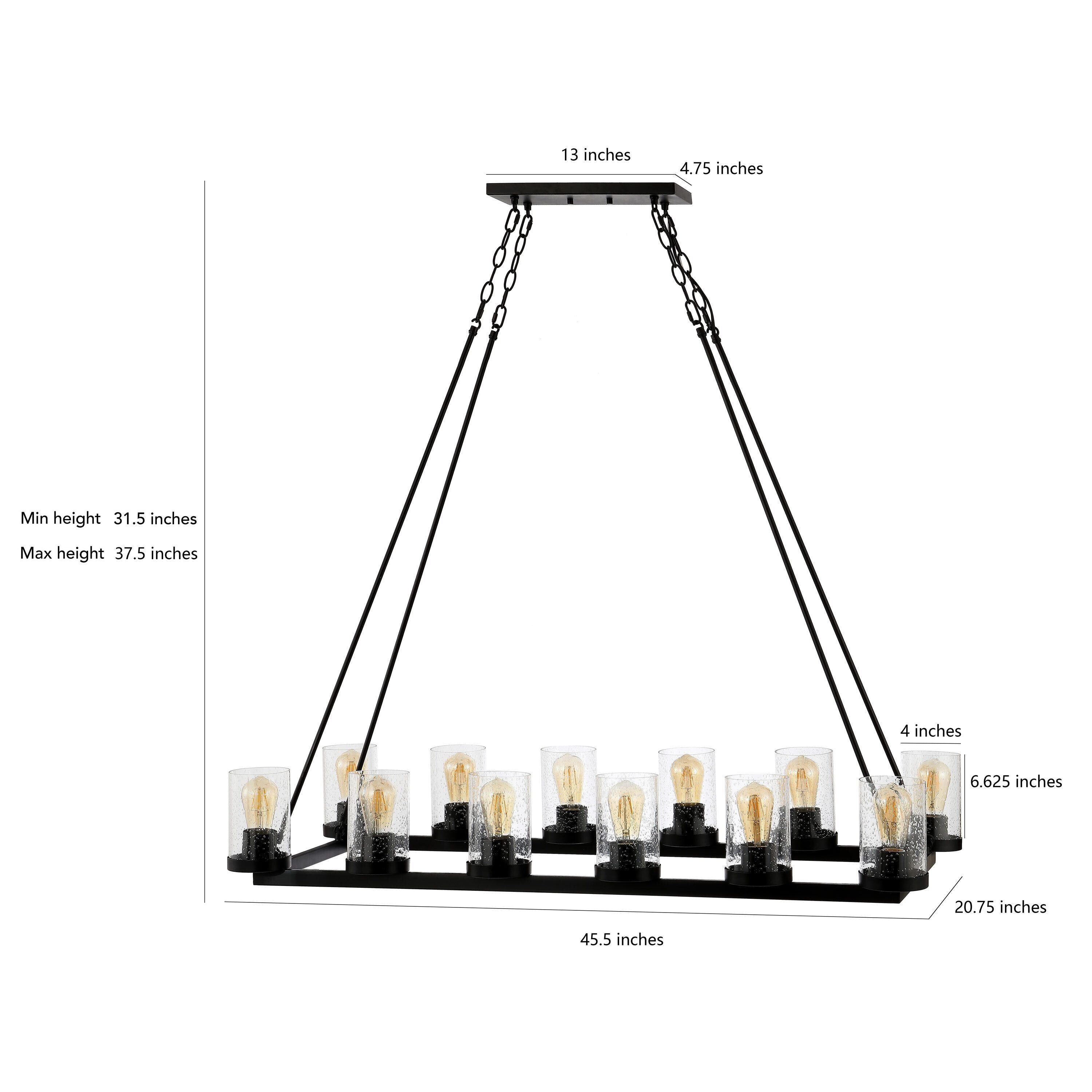 Athos 45.5" 12-Light Black Iron Rustic Farmhouse Chandelier