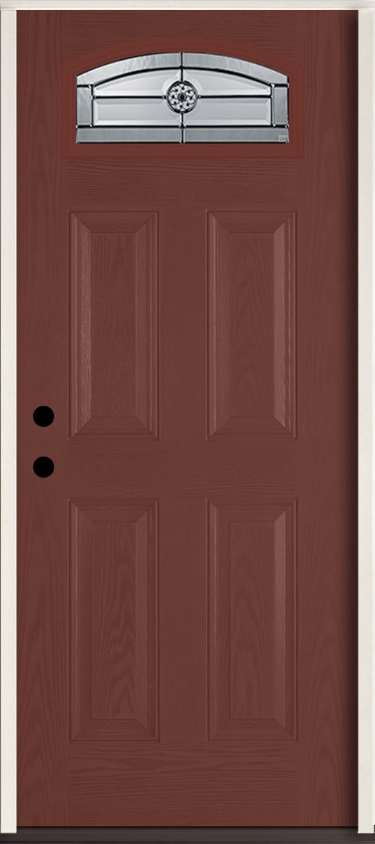 RELIABILT LO841678 Elan 36-in x 80-in x 4-9/16-in Fiberglass 1/4 lite Right-hand inswing Wineberry Stained Prehung Front Door Insulating core