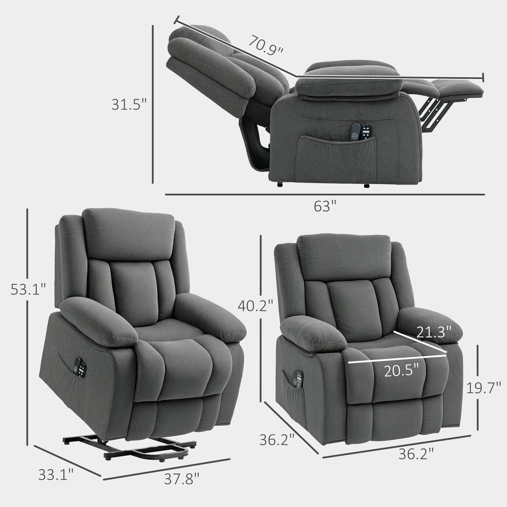 HomCom 713-175V81GY recliners - View #3