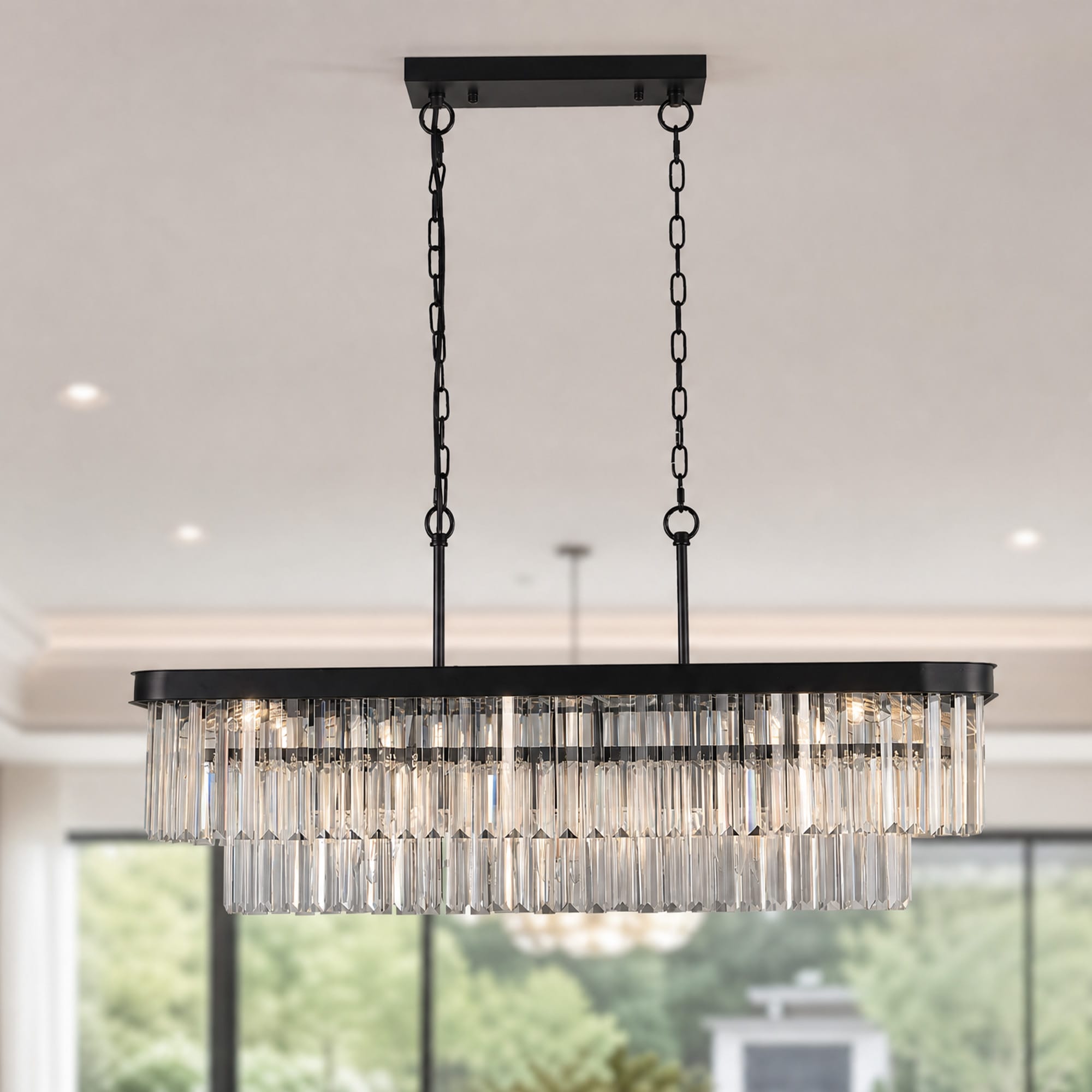 kanslol 11 -Light Antique Black Crystal Iron Chandelier