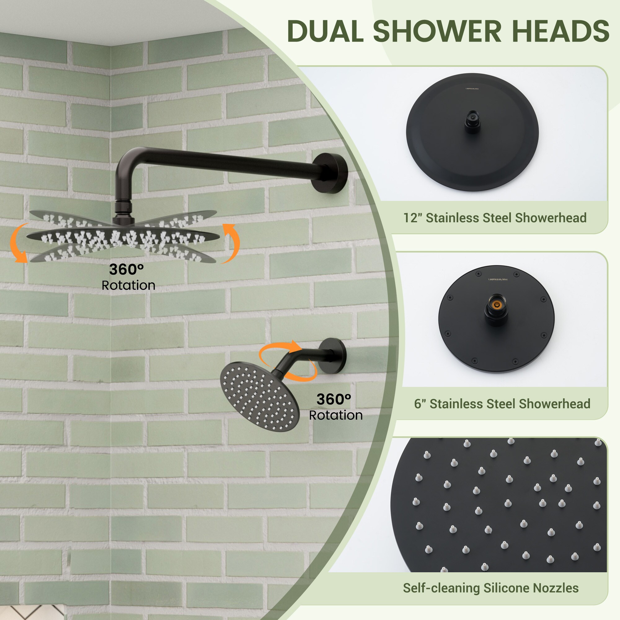 CASAINC M6201-A-10-BG Showerhead-Bar-Panels - View #6
