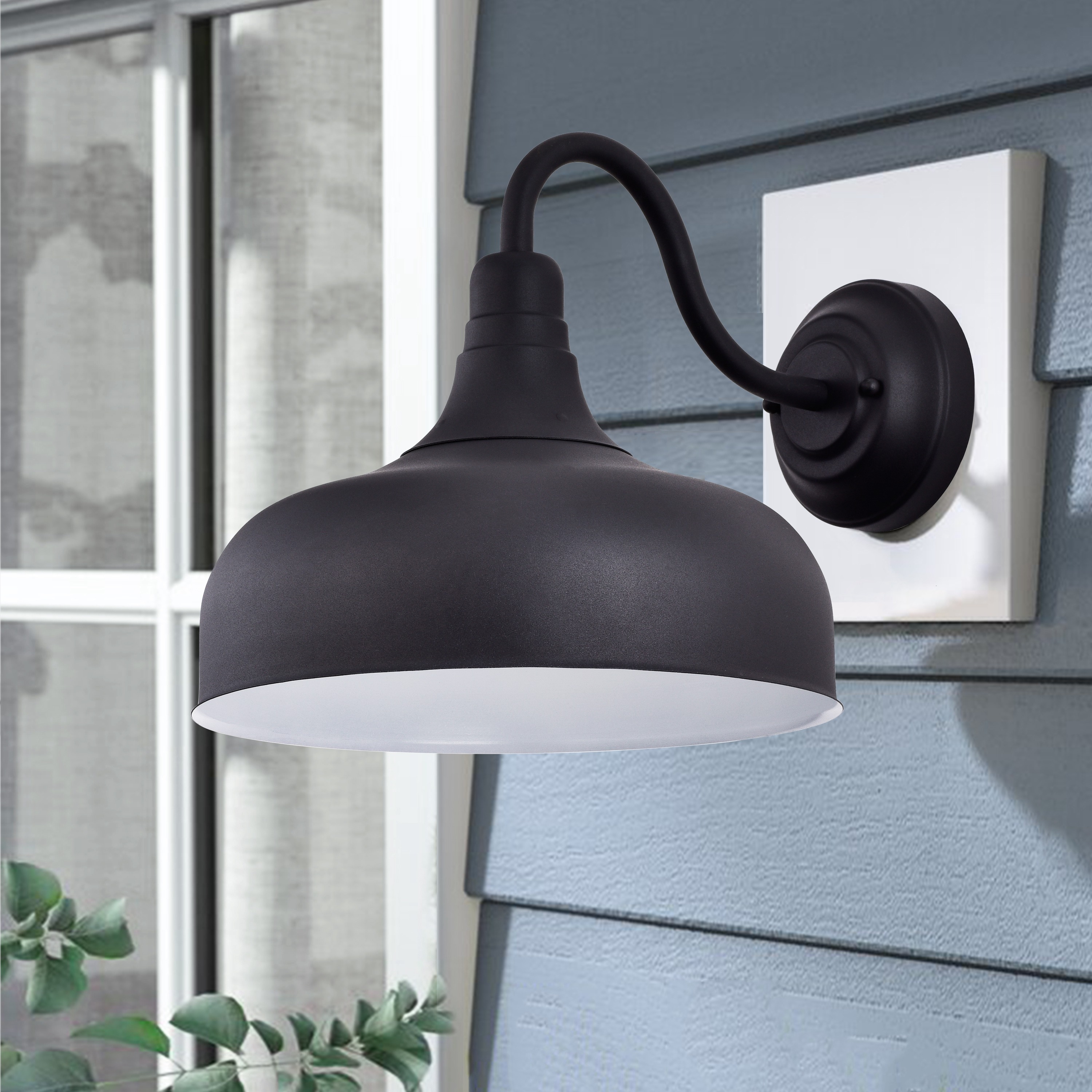 Matte Black Industrial LED Outdoor Barn Light Sconce