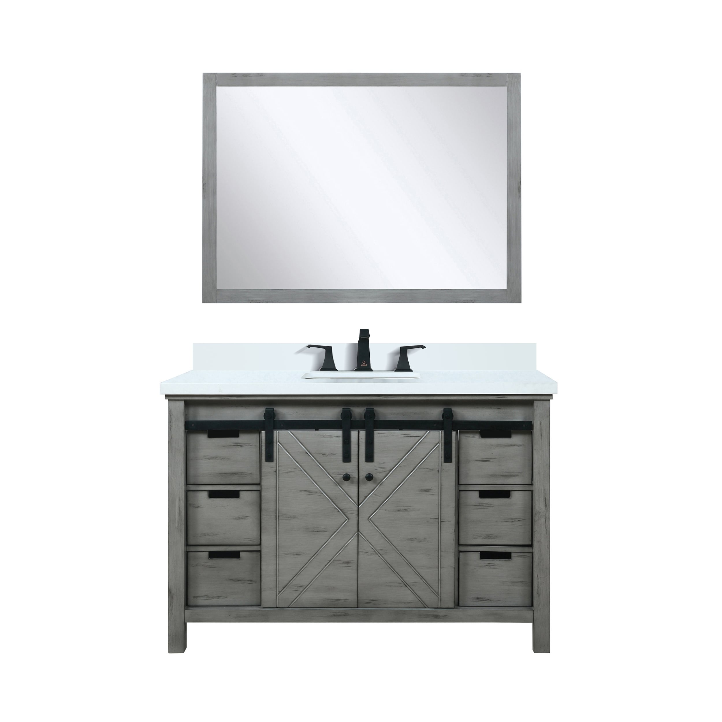 Lexora LVM48SH311 Marsyas 48-in Ash Grey Undermount Single Sink Bathroom Vanity with Ash Grey Cultured Marble Top (Mirror and Faucet Included)
