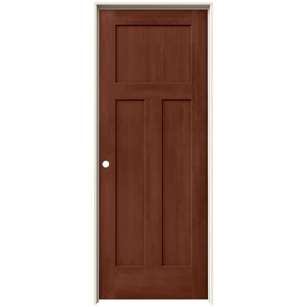 JELD-WEN 32-in x 80-in Amaretto Hollow Core 3-panel Craftsman Right Hand Smooth Stained Molded Composite Flat Jamb Single Prehung Interior Door -  LOWOLJW222200841