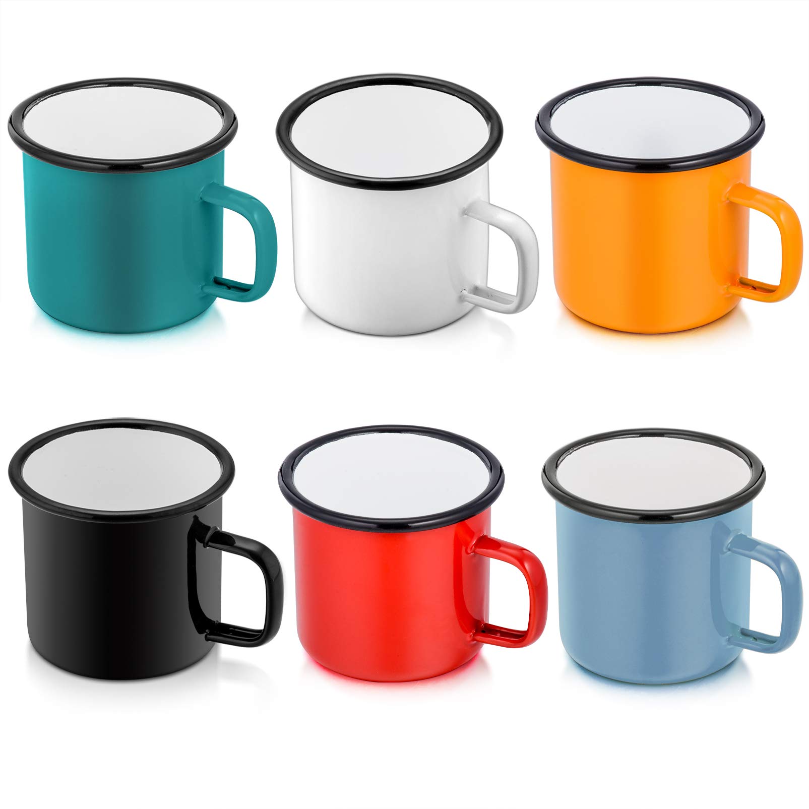 Aoibox  12 oz Multicolor Enamel Steel Camping Coffee Mug Set of 6 Lightweight Portable Mugs Generic