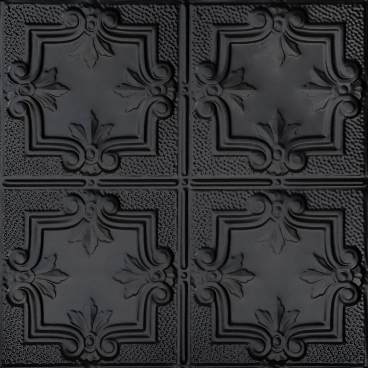From Plain to Beautiful in Hours SKPC321-BK-24X24-D12 2-ft x 2-ft Antoinette Satin Black Steel Drop Ceiling Tile ( 12 -Pack, 48-Sq. Feet / Case )