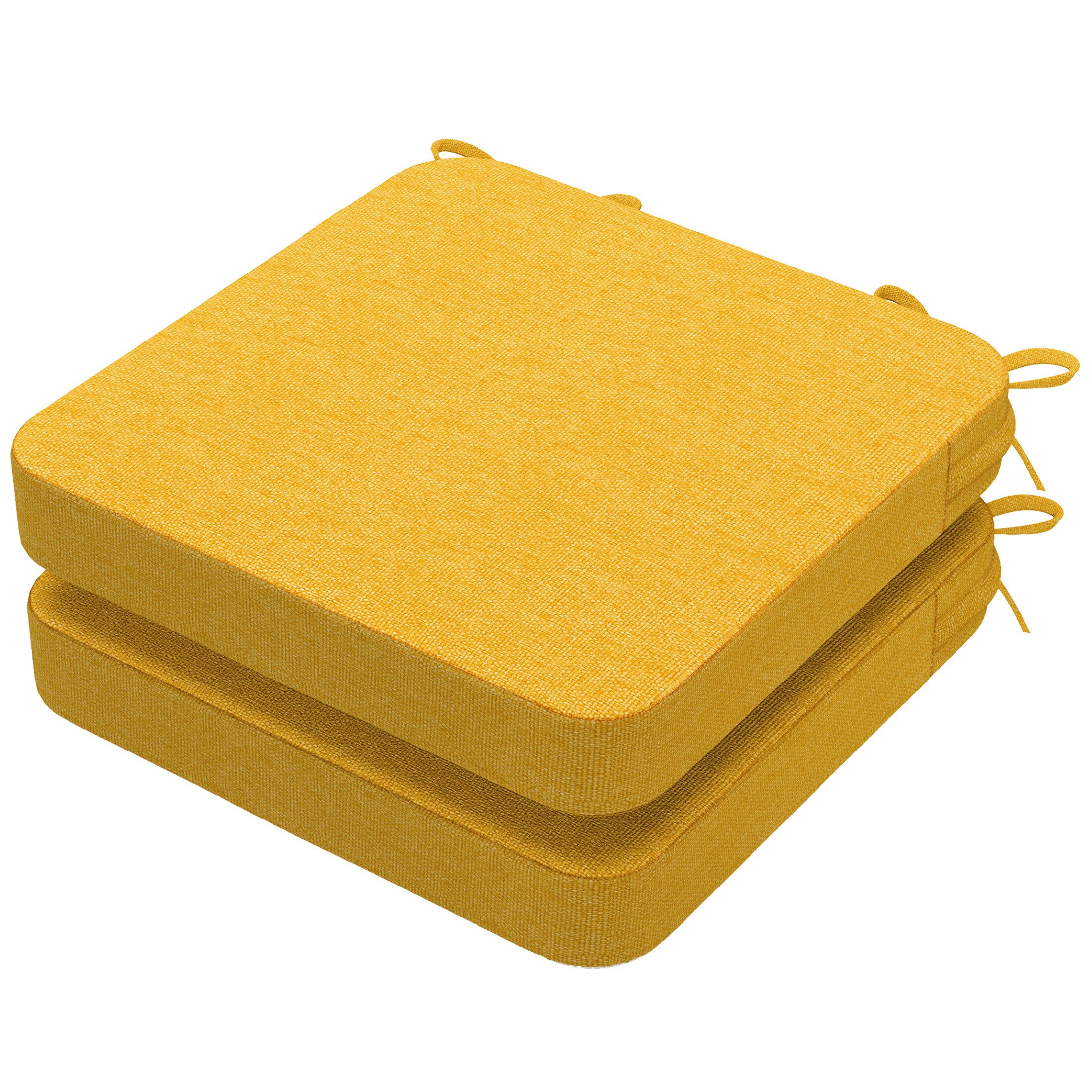 AAAAAcessories LS-DCCLS-JHUANG-2P Golden Yellow Solid Chair Cushion