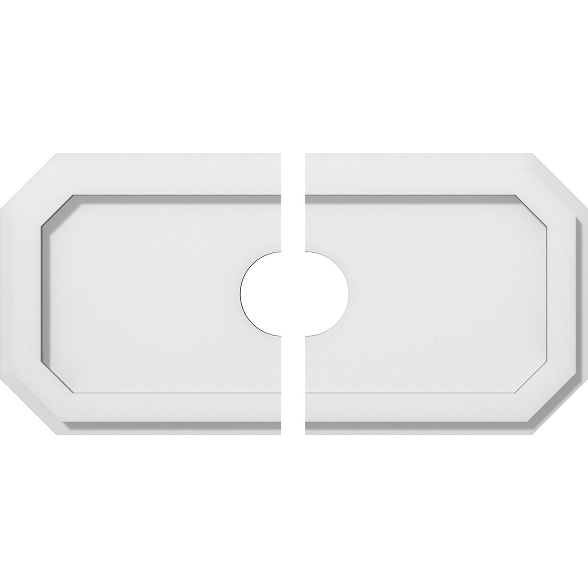 Ekena Millwork CMP20X10ED2-03000 Emerald 20-Inches W x 10-Inches L Contemporary White PVC Split Ceiling Medallion
