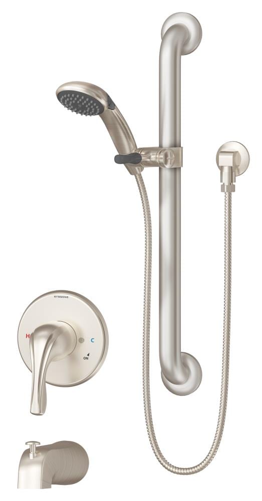 Symmons 9604-PLR-1.5-TRM-STN Origins Satin Nickel 1-handle Single function 3.34-Inches Round Bathtub and shower Faucet (Valve Not Included)