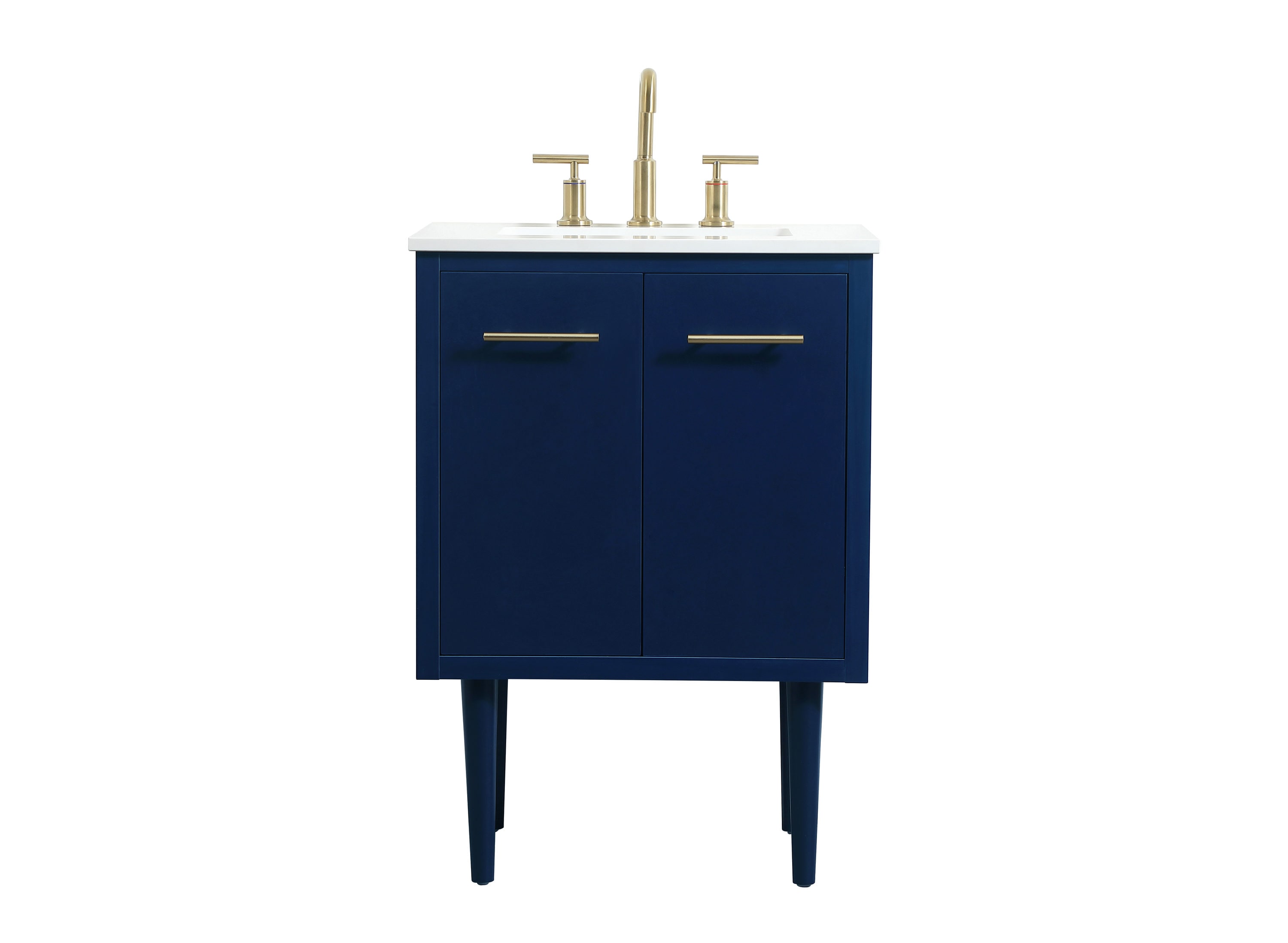 Elegant Decor HF144072MBL Home Furnishing 24-in Blue Undermount Single sink Floating Bathroom Vanity with Ivory White Engineered marble Top